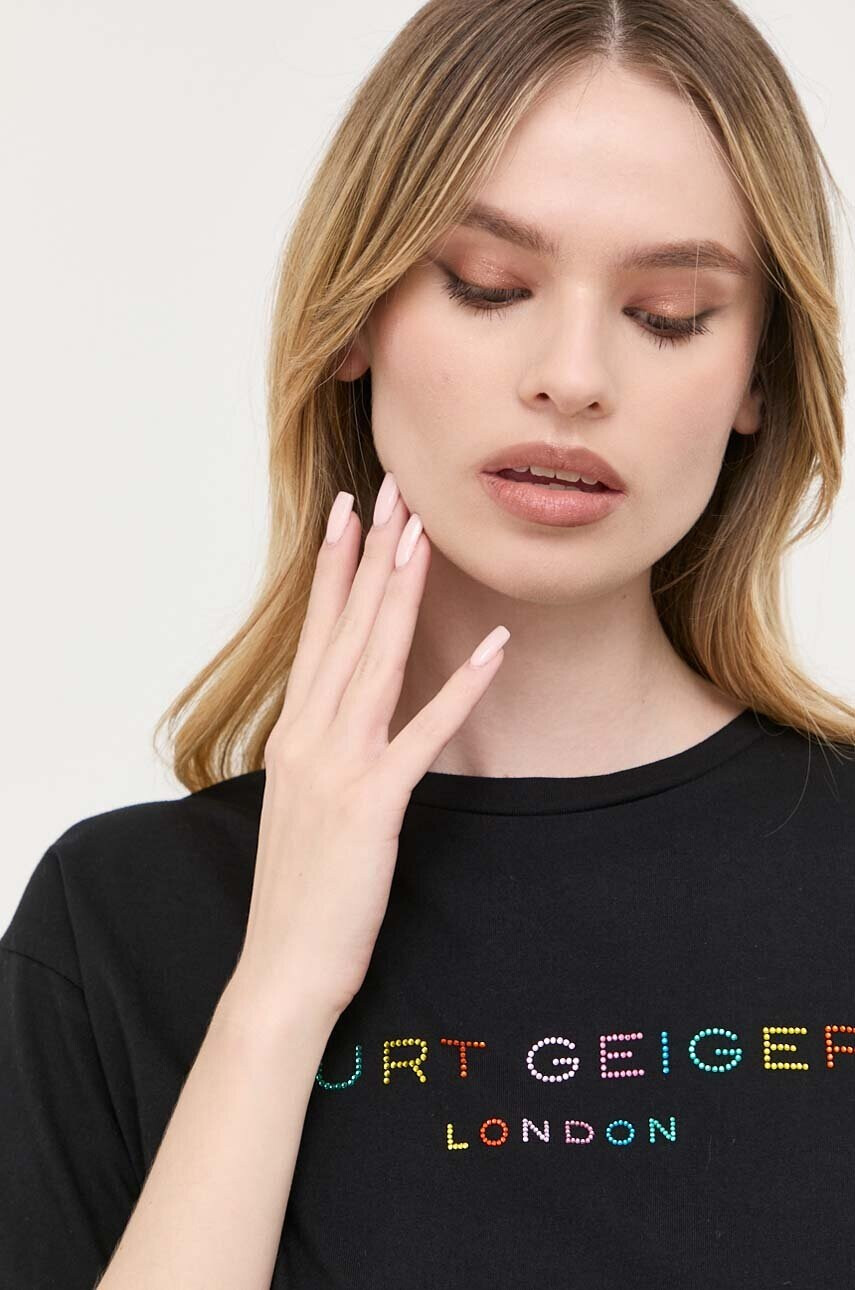 Kurt Geiger London Памучна тениска в черно - Pepit.bg