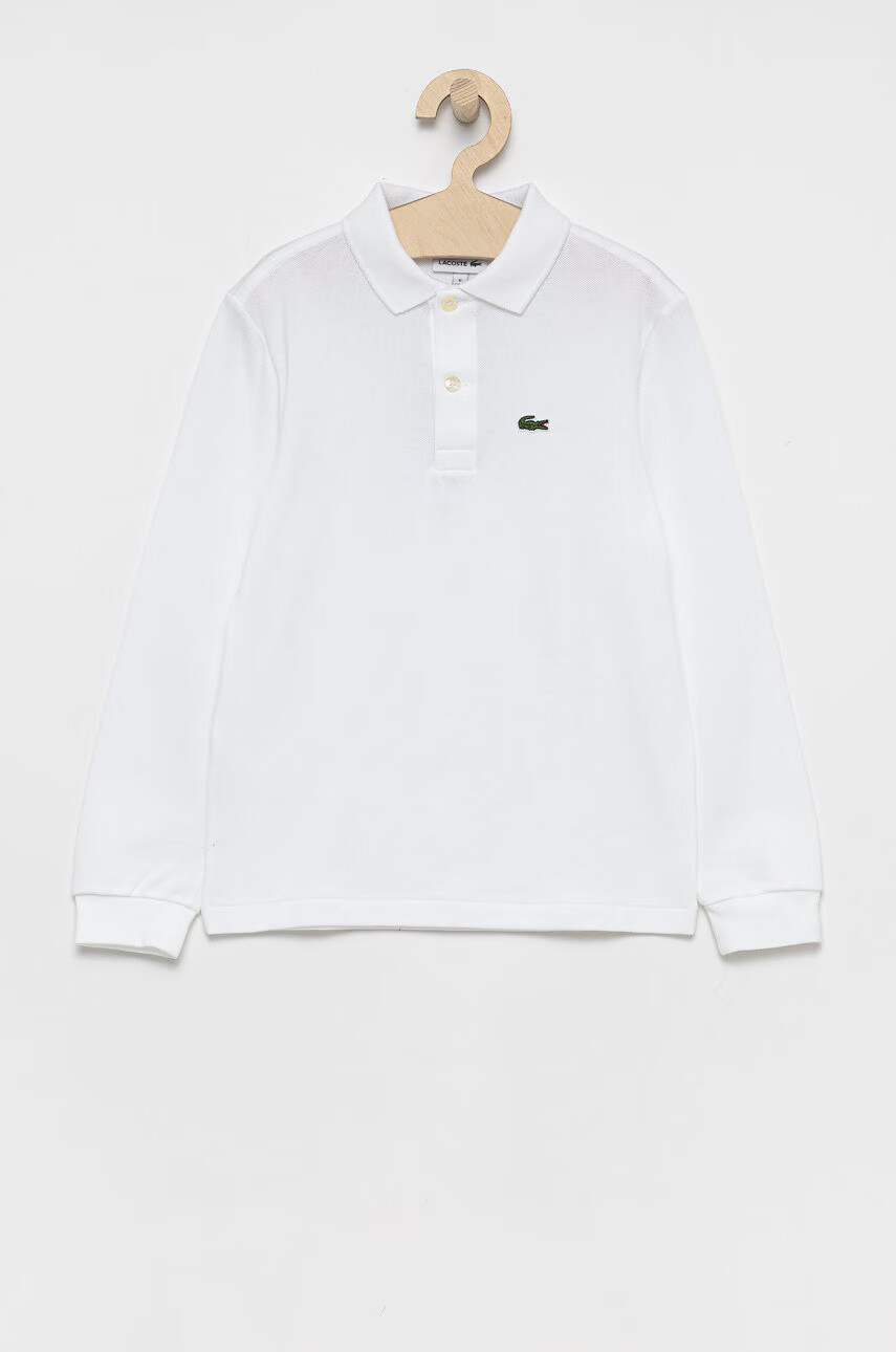 Lacoste Детска блуза с дълги ръкави в бяло с изчистен дизайн - Pepit.bg