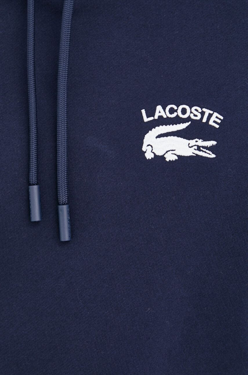 Lacoste Памучен суичър в тъмносиньо с качулка с апликация - Pepit.bg