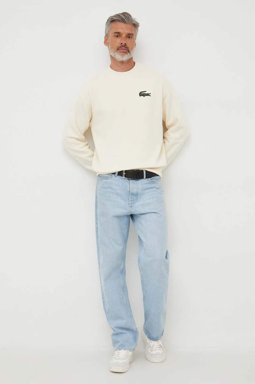 Lacoste Памучен суичър в бежово с апликация - Pepit.bg