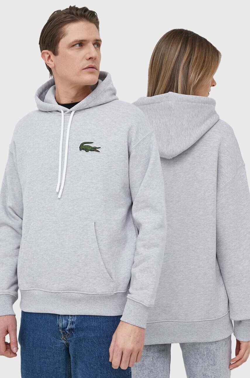 Lacoste Памучен суичър в сиво меланж на - Pepit.bg