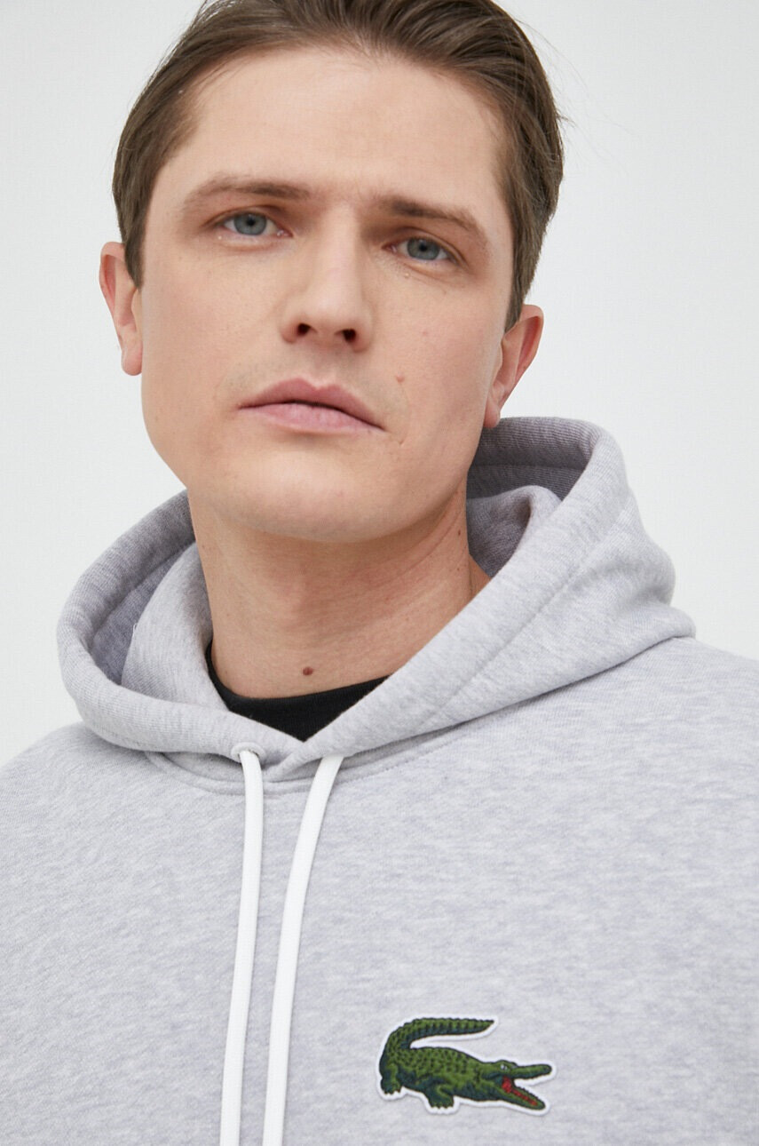 Lacoste Памучен суичър в сиво меланж на - Pepit.bg