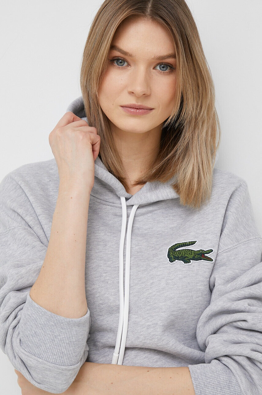 Lacoste Памучен суичър в сиво меланж на - Pepit.bg