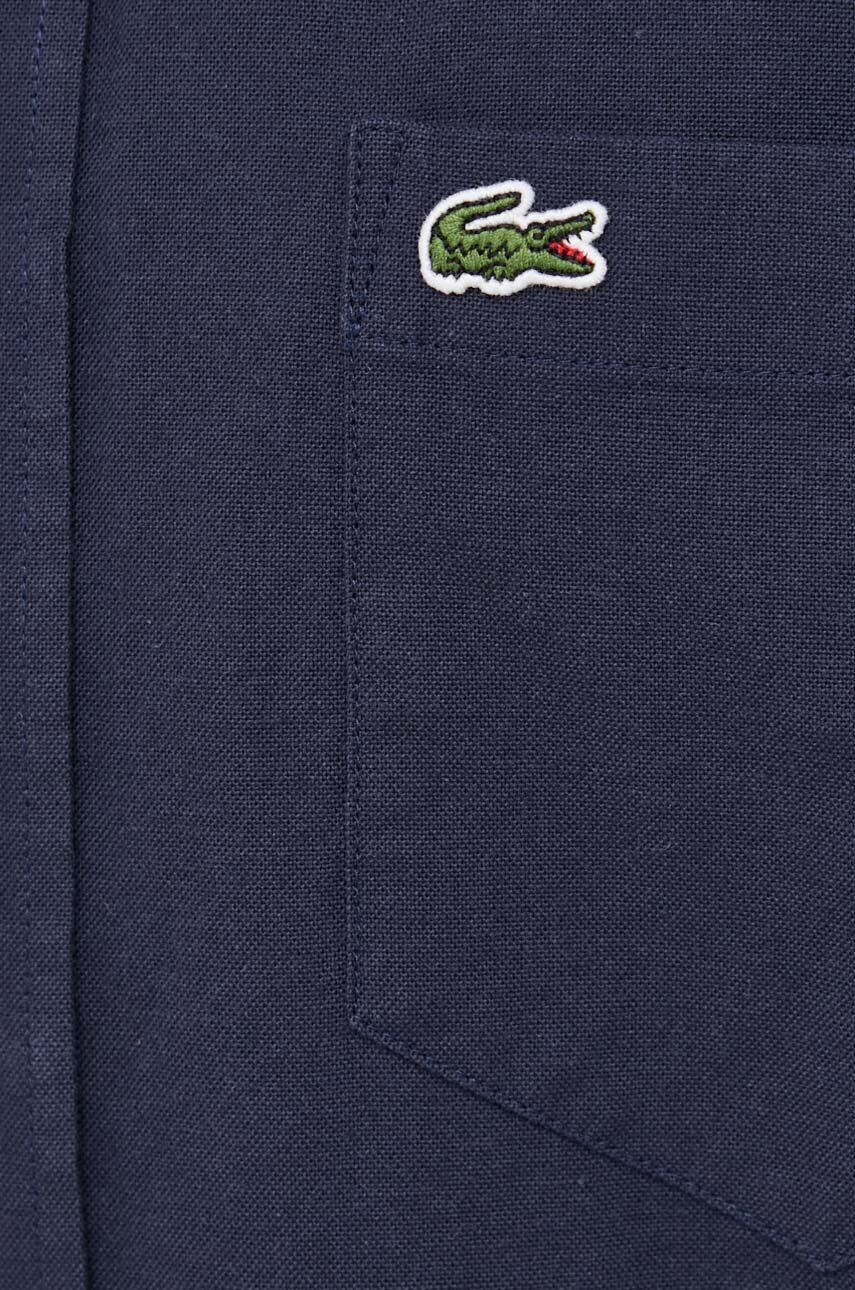 Lacoste Памучна риза мъжка в тъмносиньо със стандартна кройка с яка с копче - Pepit.bg