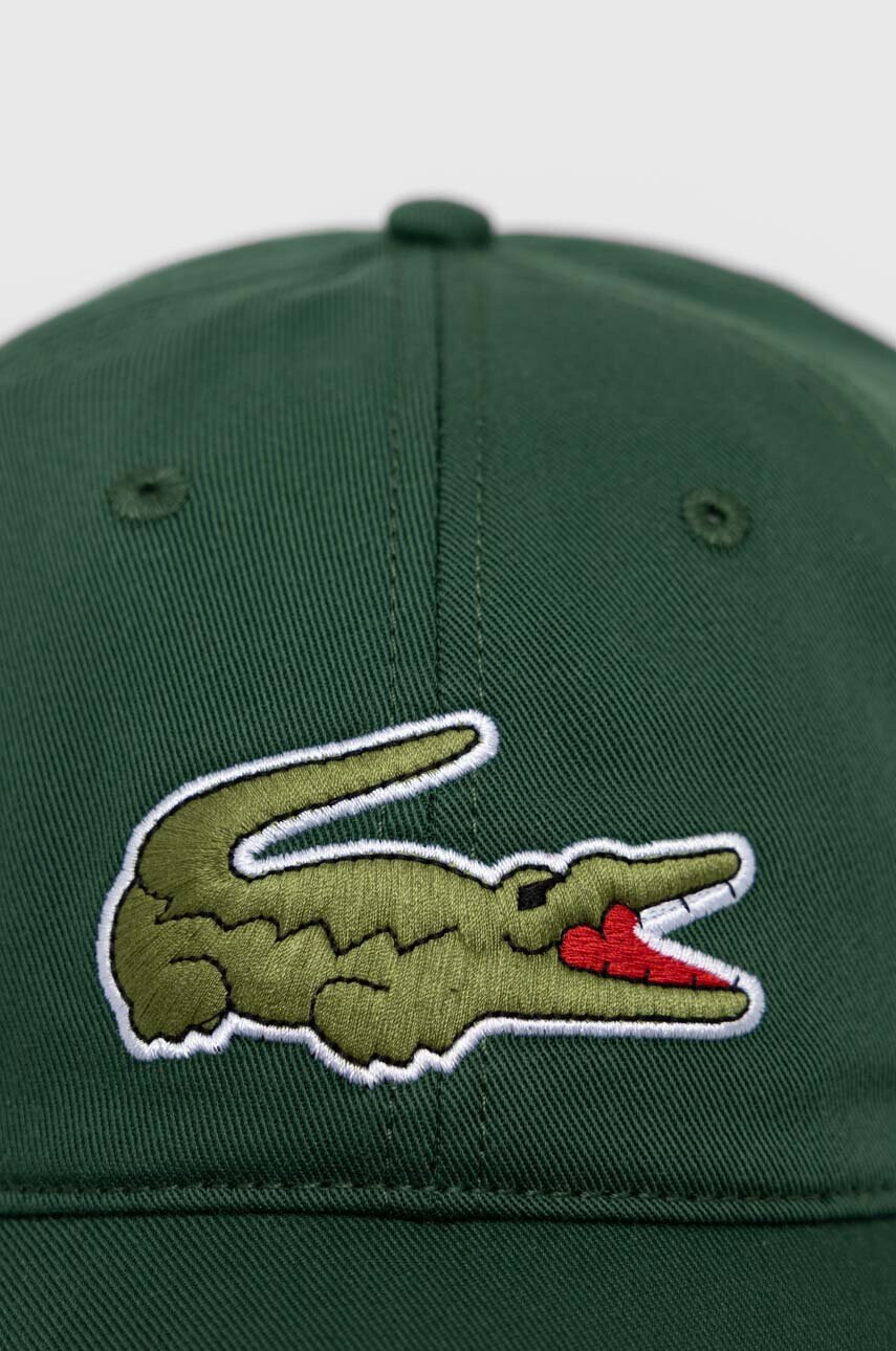 Lacoste Памучна шапка с козирка в зелено с апликация - Pepit.bg