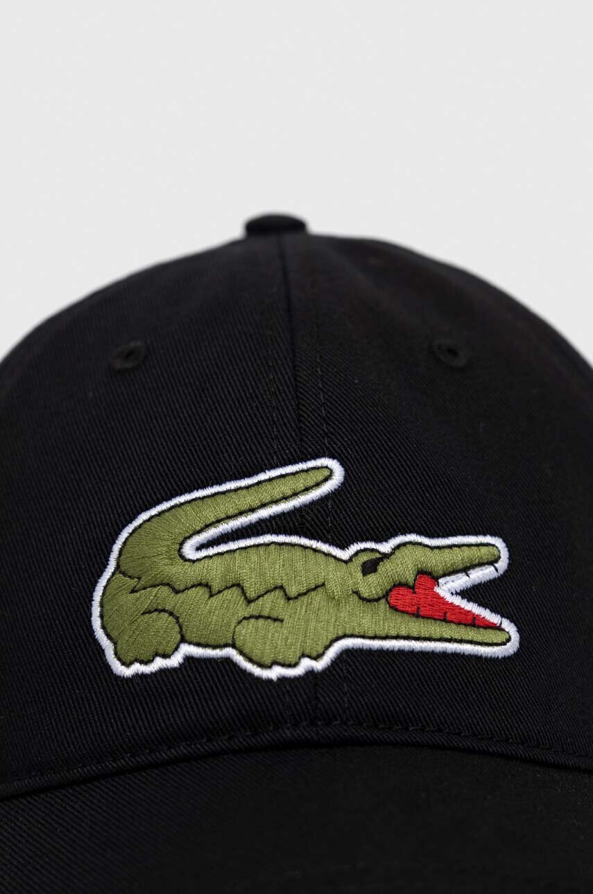 Lacoste Памучна шапка с козирка в черно с апликация - Pepit.bg