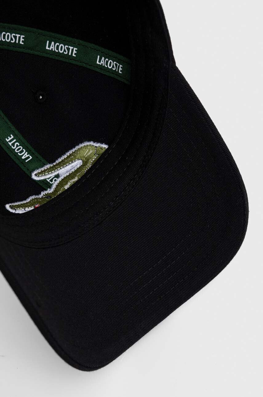 Lacoste Памучна шапка с козирка в черно с апликация - Pepit.bg