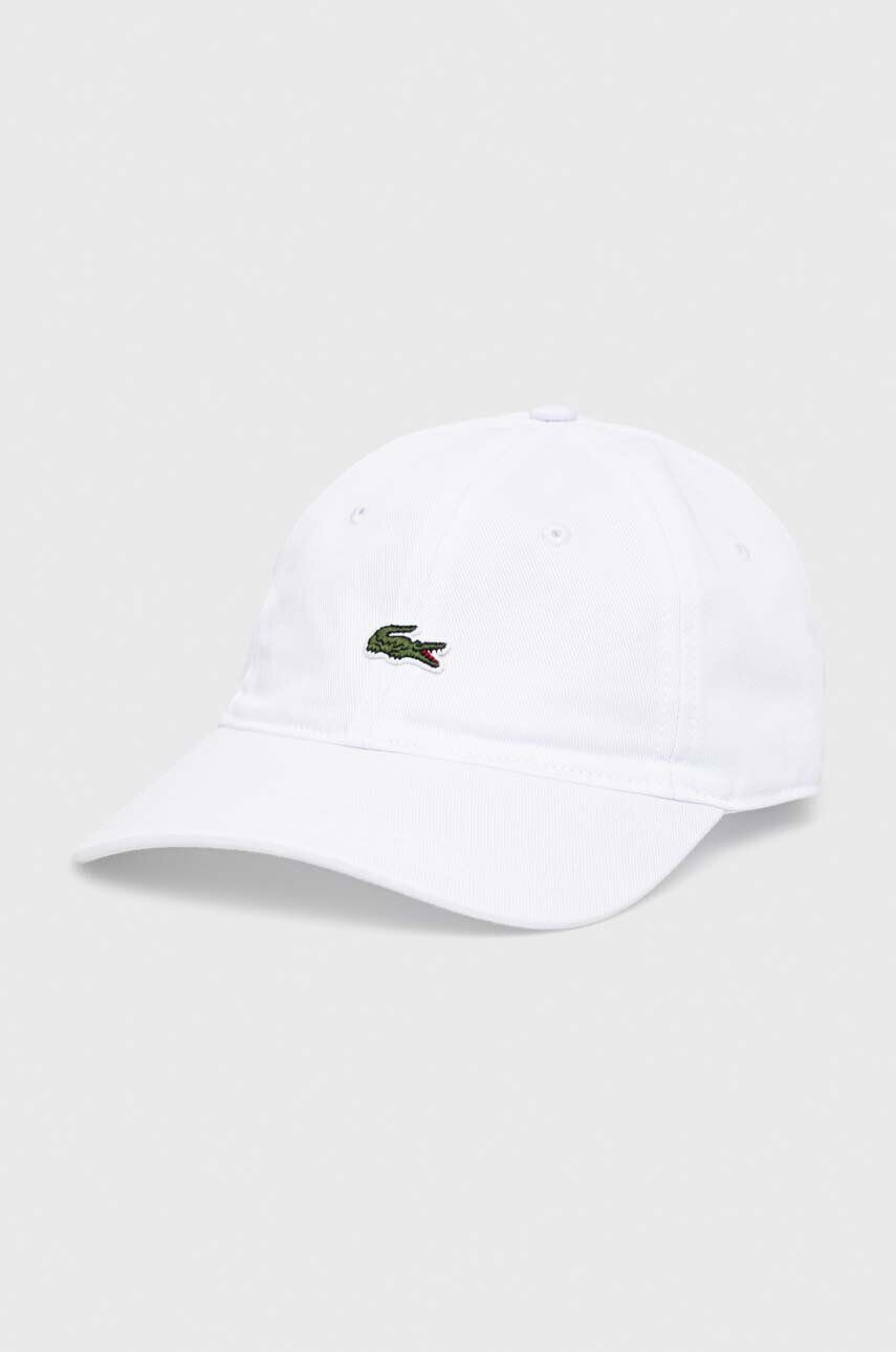 Lacoste Памучна шапка с козирка в бяло с апликация - Pepit.bg