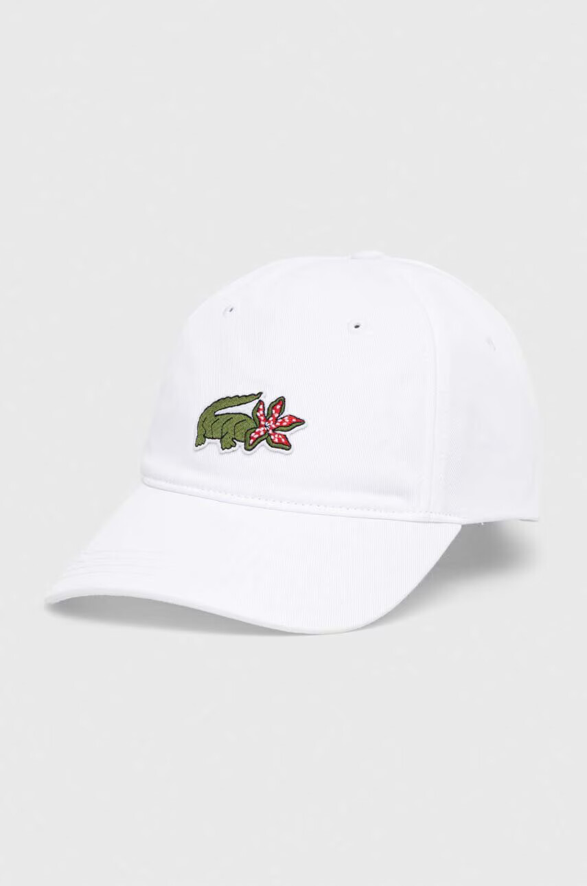 Lacoste Памучна шапка x Netflix в бяло с апликация - Pepit.bg