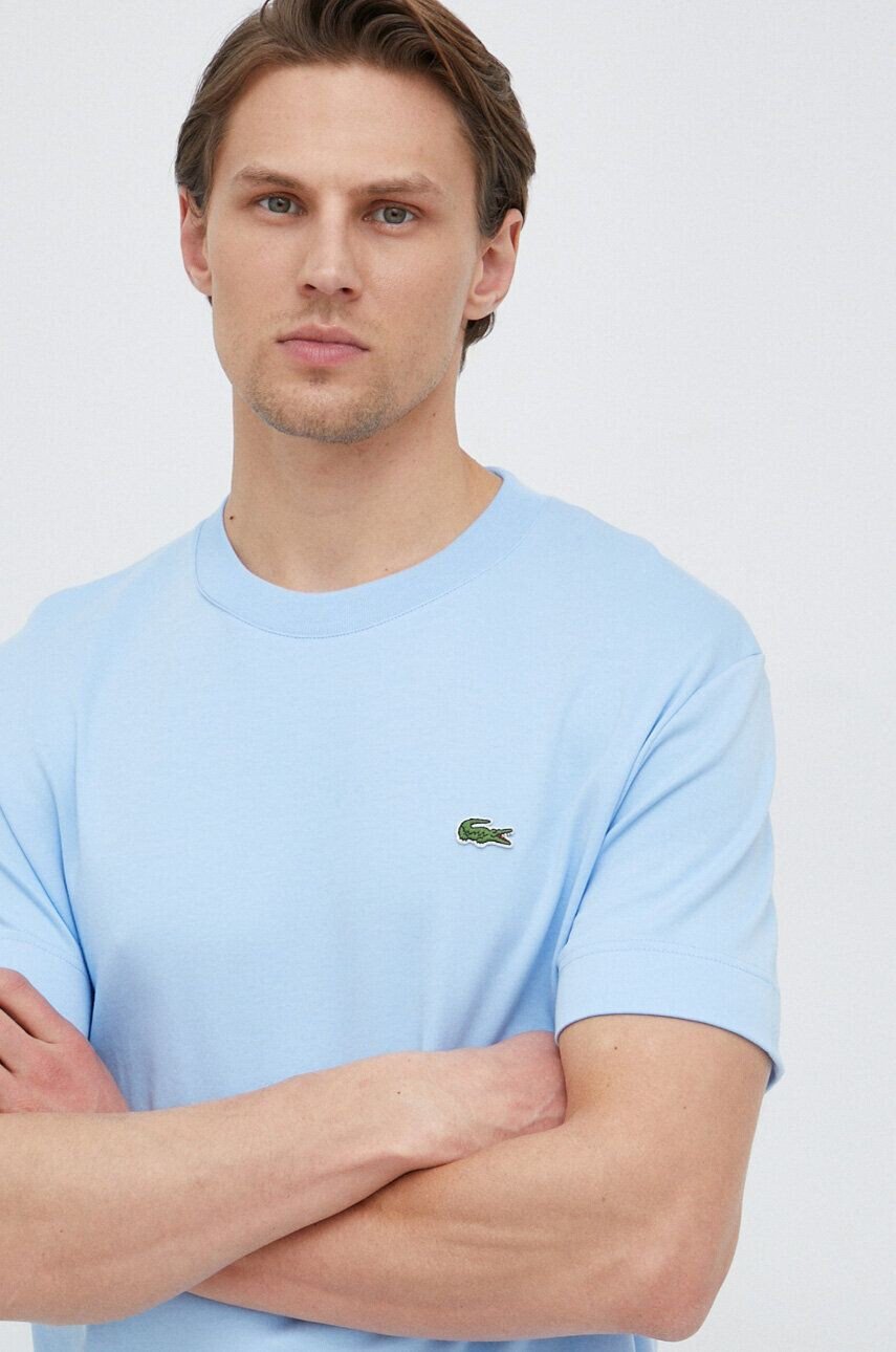 Lacoste Памучна тениска в тъмносиньо с изчистен дизайн - Pepit.bg