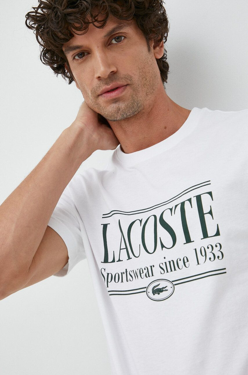 Lacoste Памучна тениска в бяло с принт - Pepit.bg