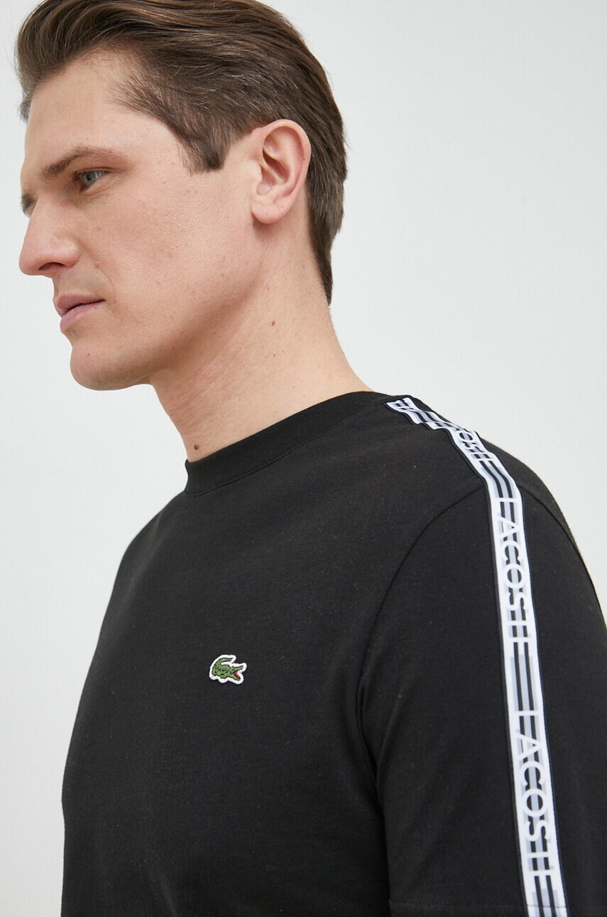 Lacoste Памучна тениска в черно с апликация - Pepit.bg