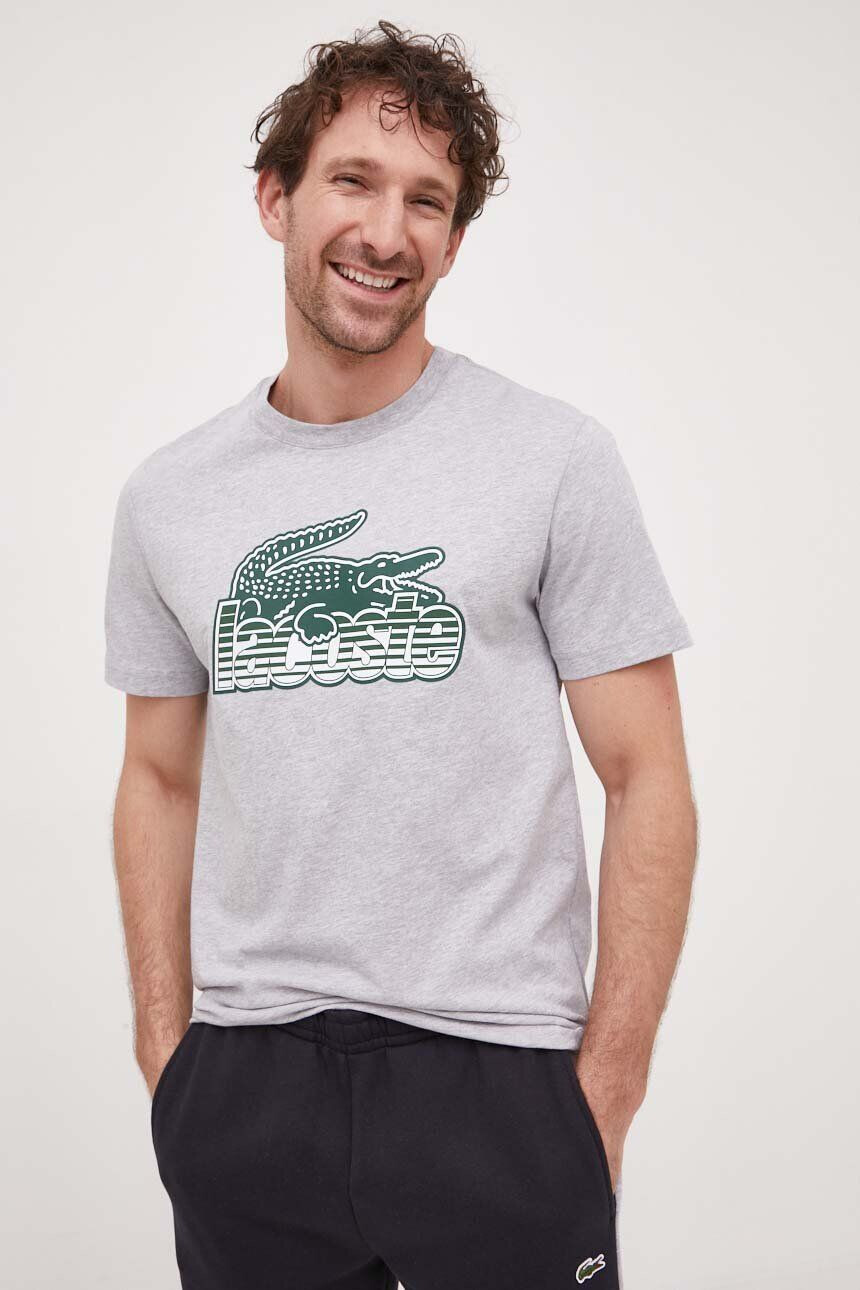 Lacoste Памучна тениска в бяло с десен - Pepit.bg