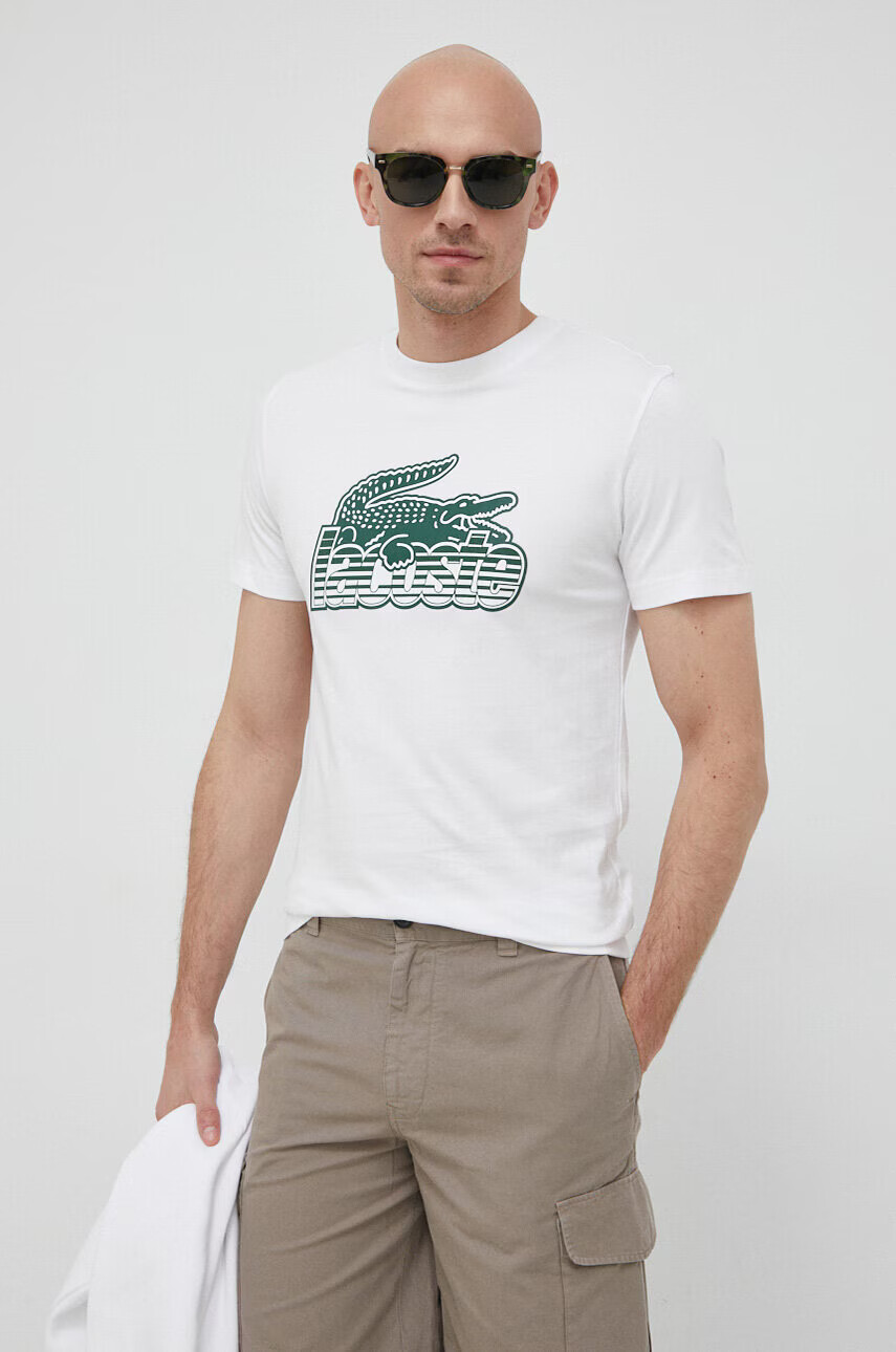 Lacoste Памучна тениска в бяло с принт - Pepit.bg
