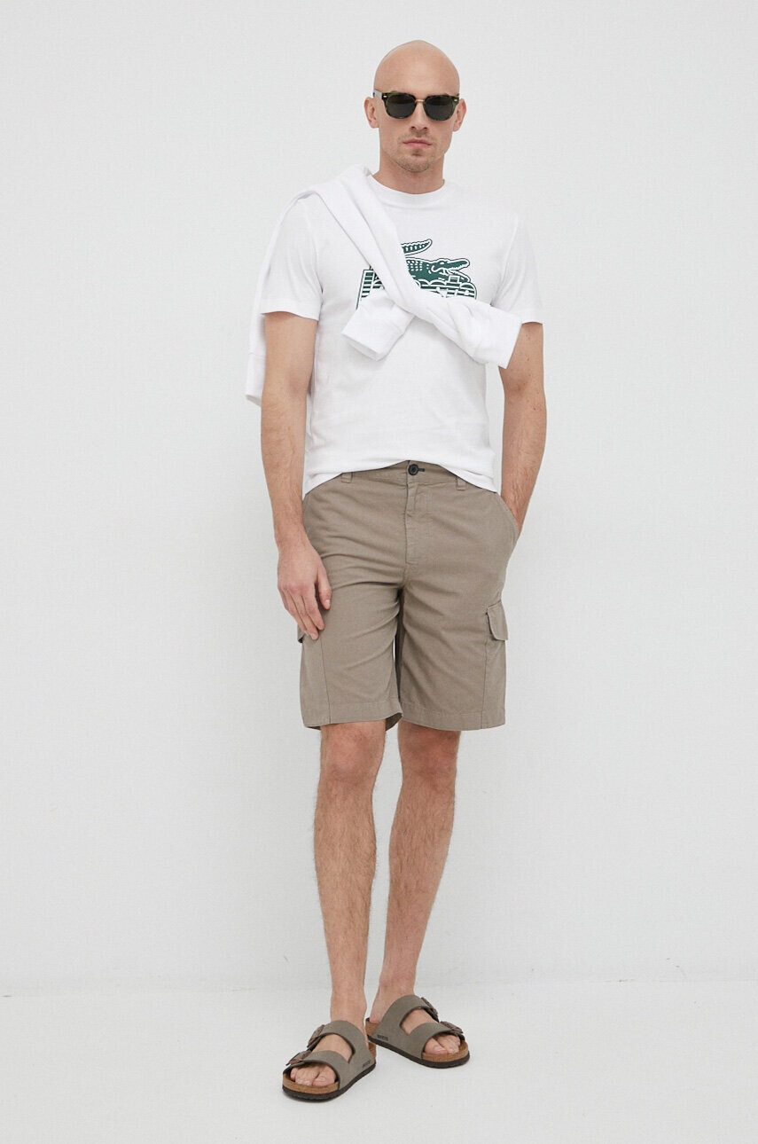 Lacoste Памучна тениска в бяло с принт - Pepit.bg