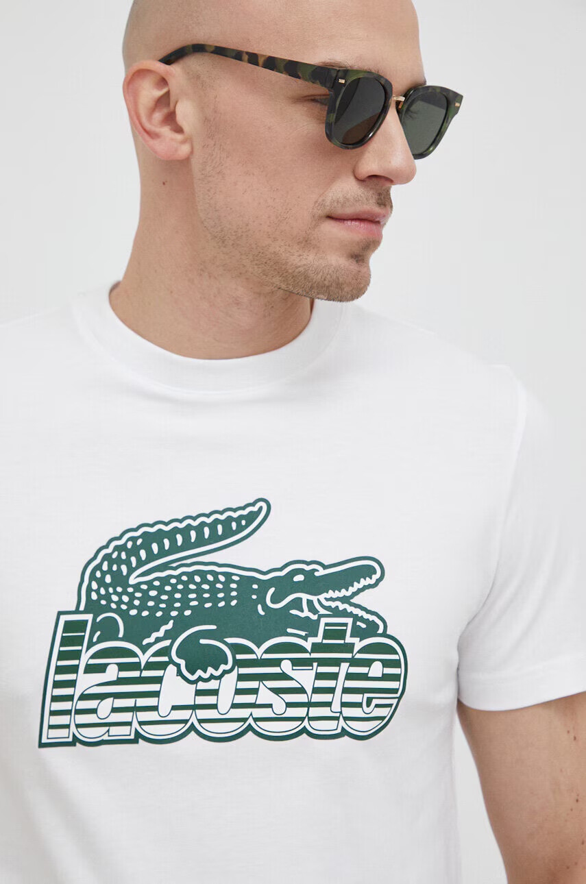 Lacoste Памучна тениска в бяло с принт - Pepit.bg