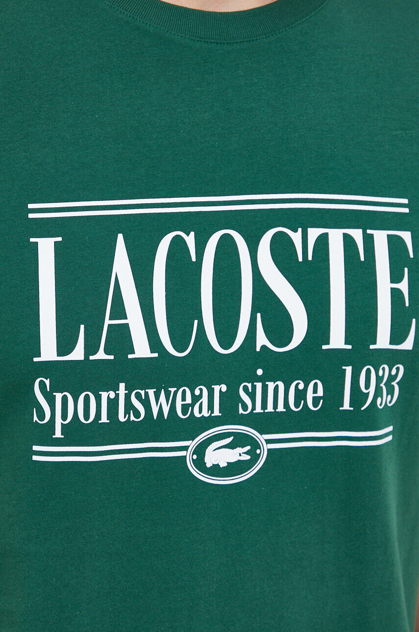 Lacoste Памучна тениска в зелено с принт - Pepit.bg