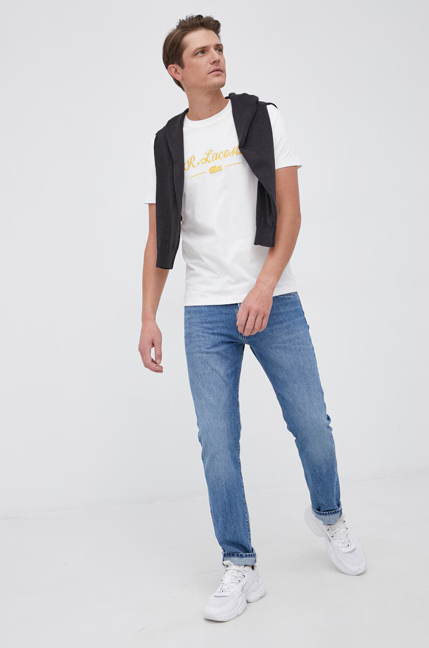 Lacoste Памучна тениска в зелено с принт - Pepit.bg
