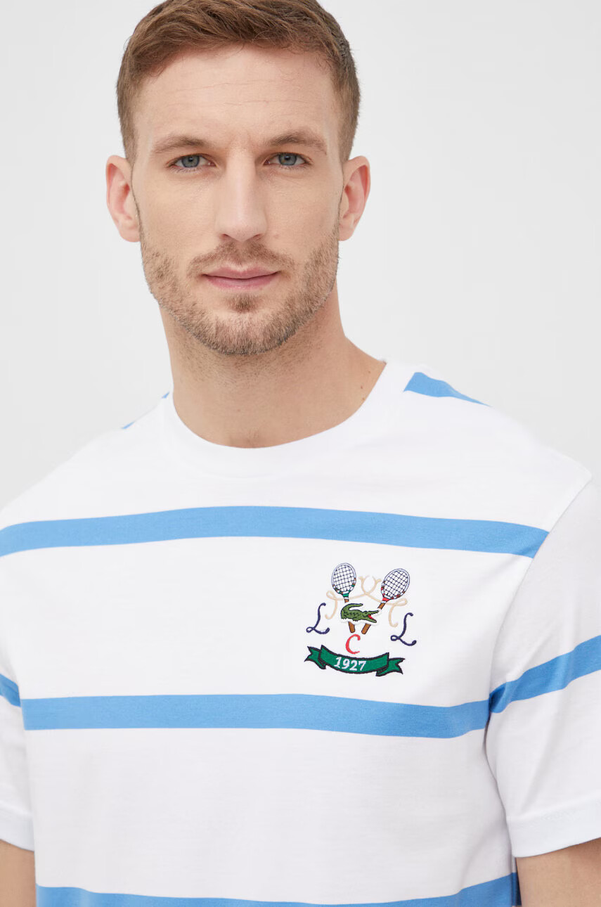 Lacoste Памучна тениска в зелено с принт - Pepit.bg