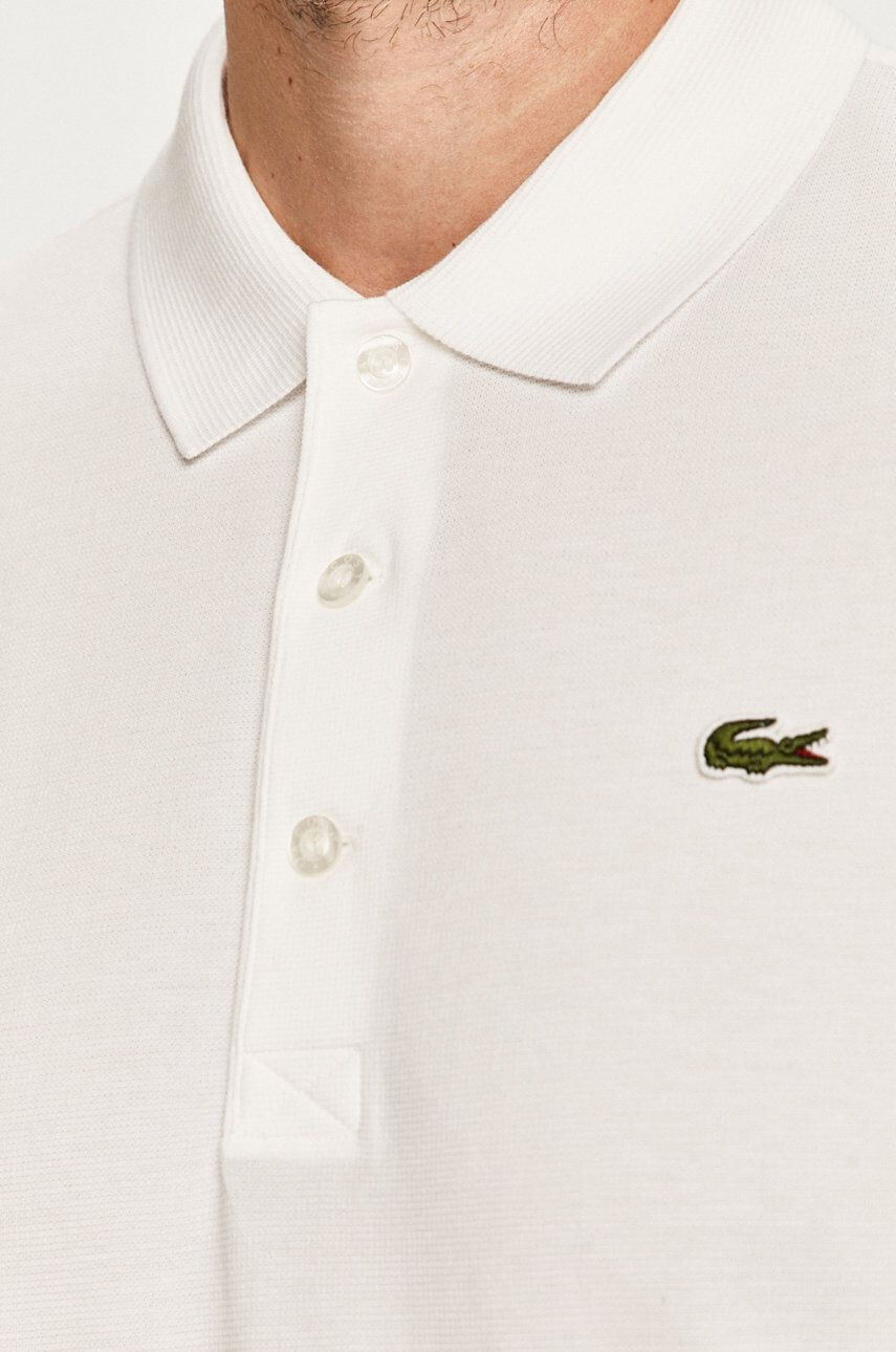 Lacoste Памучна тениска с яка в бяло с изчистен дизайн - Pepit.bg