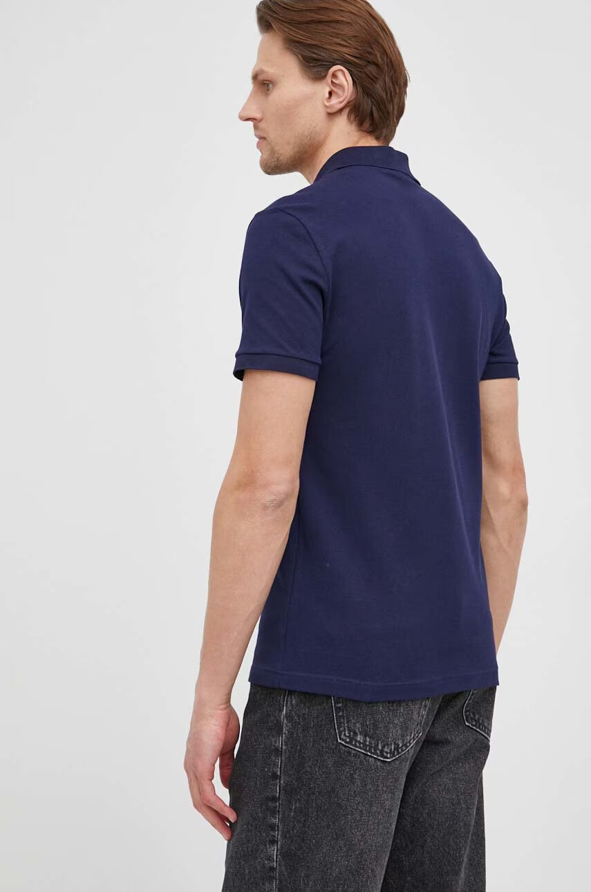 Lacoste Памучна тениска с яка в тъмносиньо с изчистен дизайн - Pepit.bg