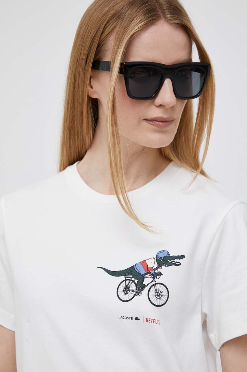 Lacoste Памучна тениска x Netflix в бяло - Pepit.bg