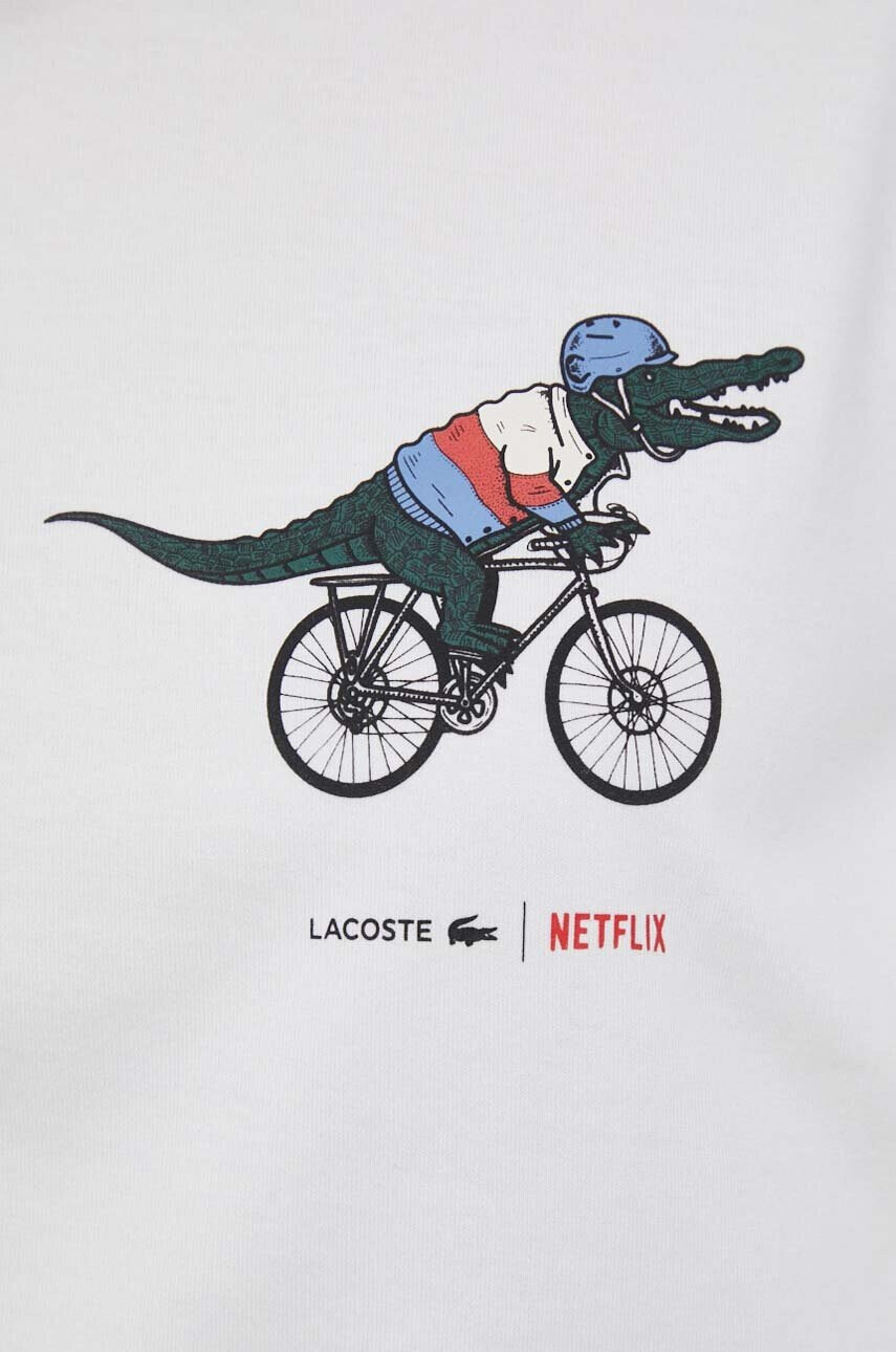 Lacoste Памучна тениска x Netflix в бяло - Pepit.bg