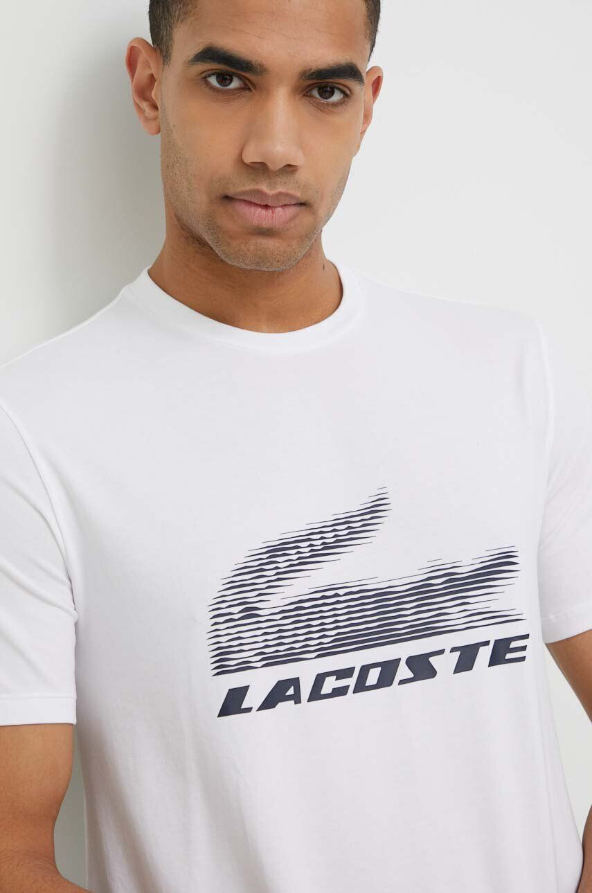 Lacoste Пижама мъжка в бяло с десен - Pepit.bg