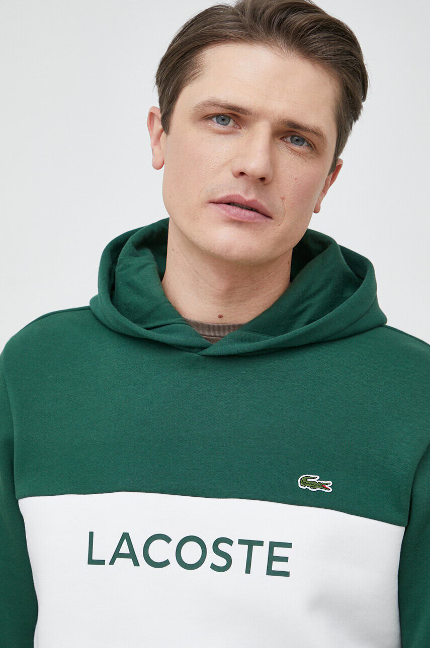 Lacoste Суичър в зелено с качулка с десен - Pepit.bg