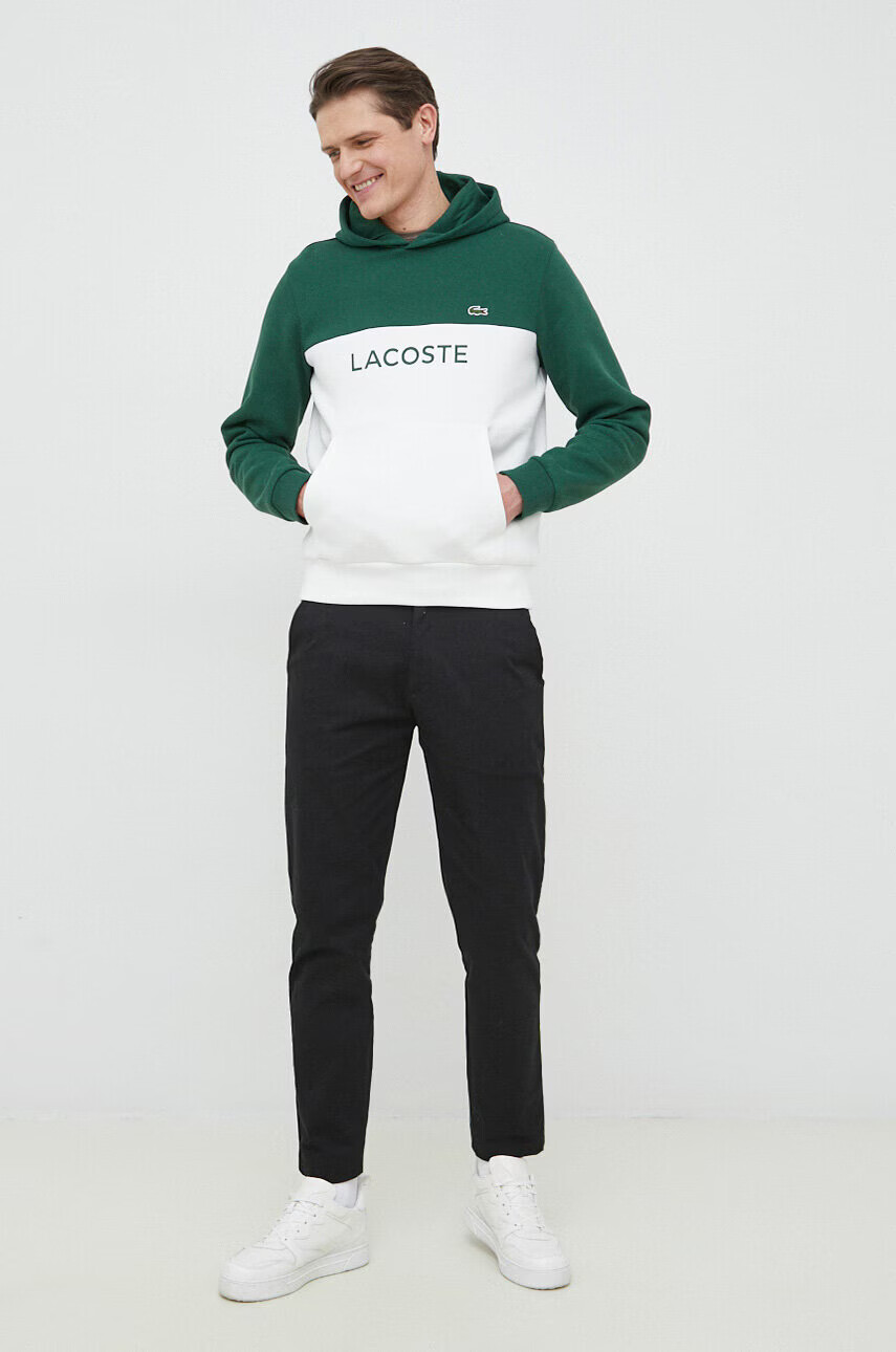 Lacoste Суичър в зелено с качулка с десен - Pepit.bg