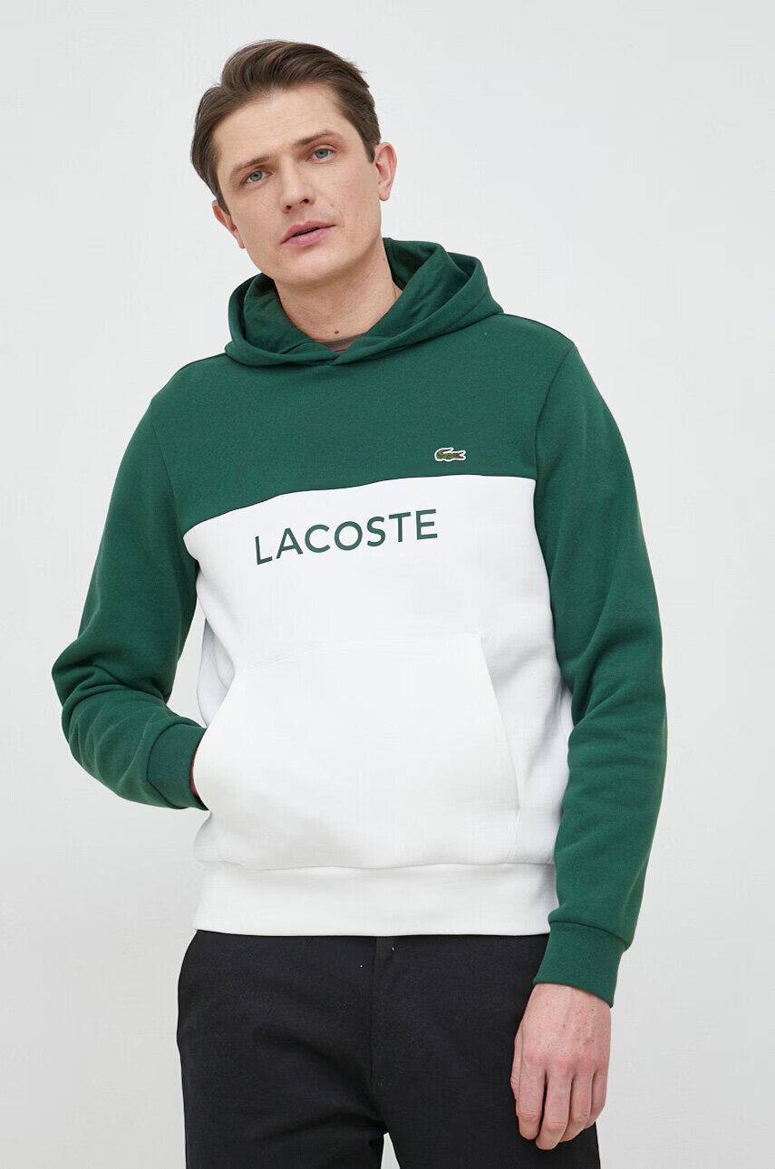 Lacoste Суичър в зелено с качулка с десен - Pepit.bg