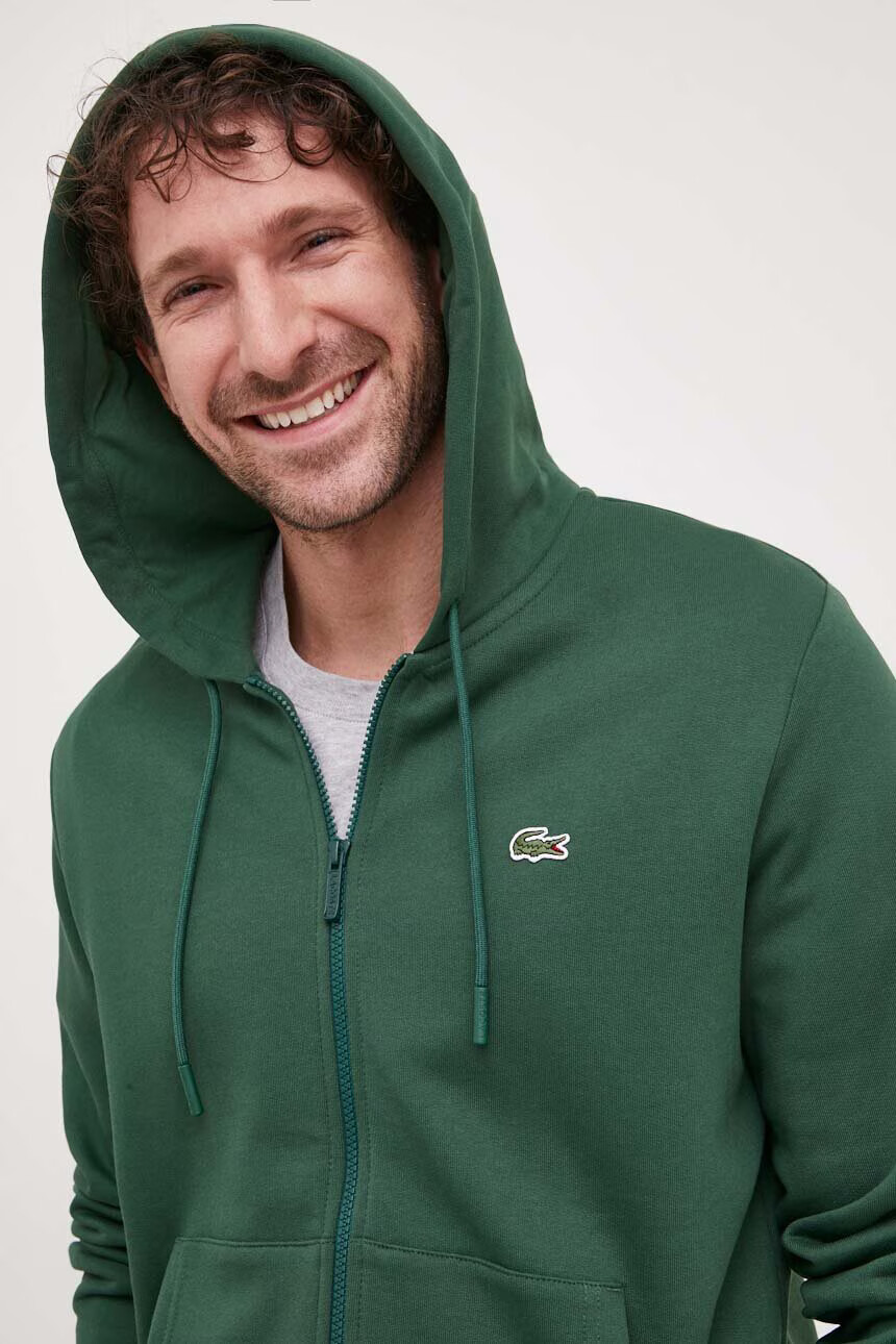 Lacoste Суичър в зелено с качулка с изчистен дизайн - Pepit.bg