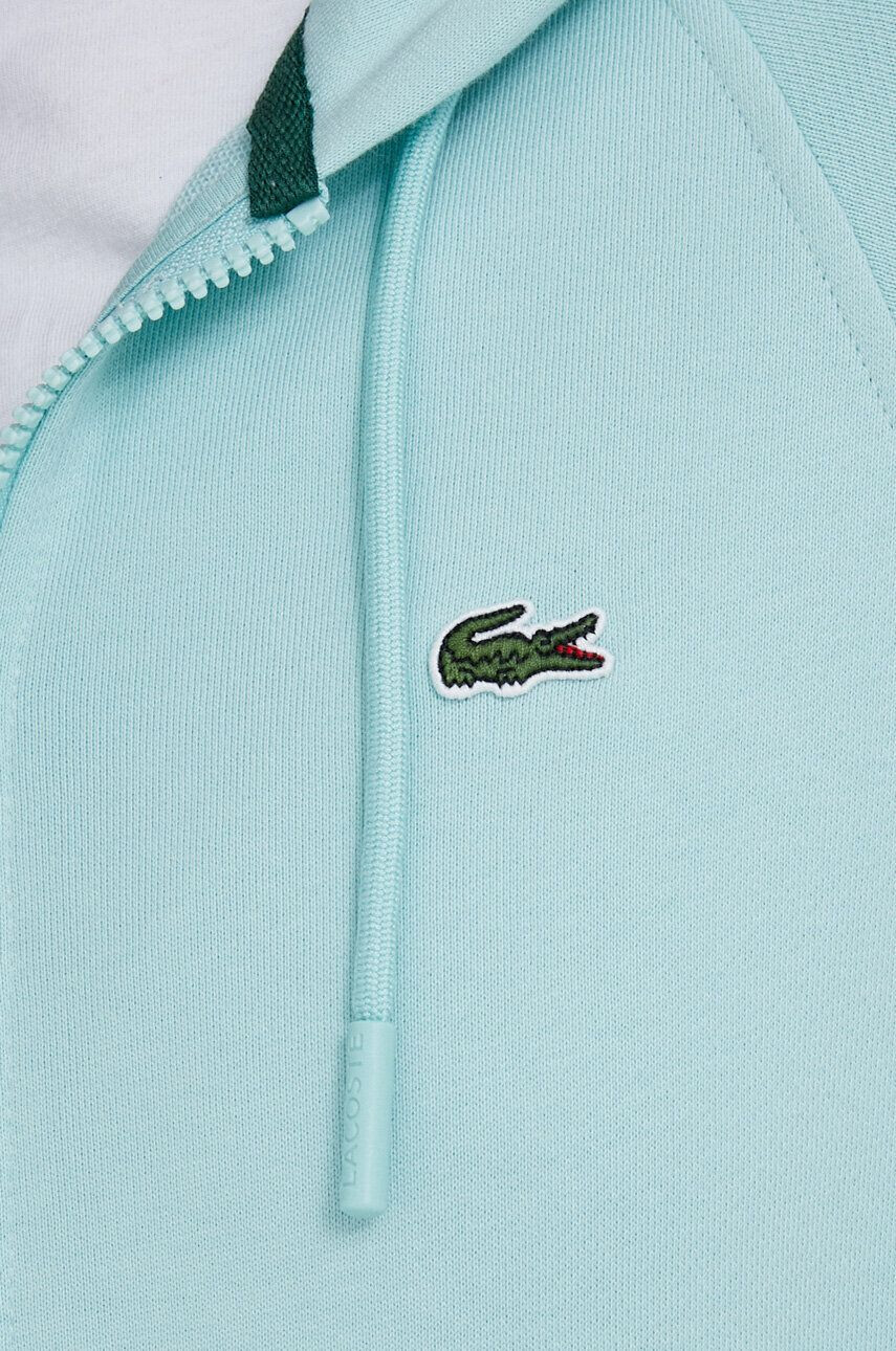 Lacoste Суичър в тюркоазено с качулка с изчистен дизайн - Pepit.bg