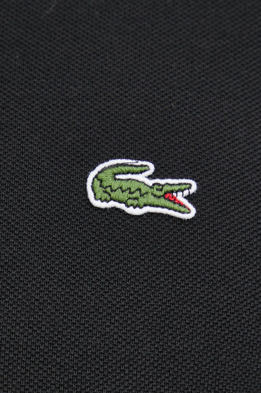 Lacoste Памучна тениска с яка в черно с изчистен дизайн - Pepit.bg