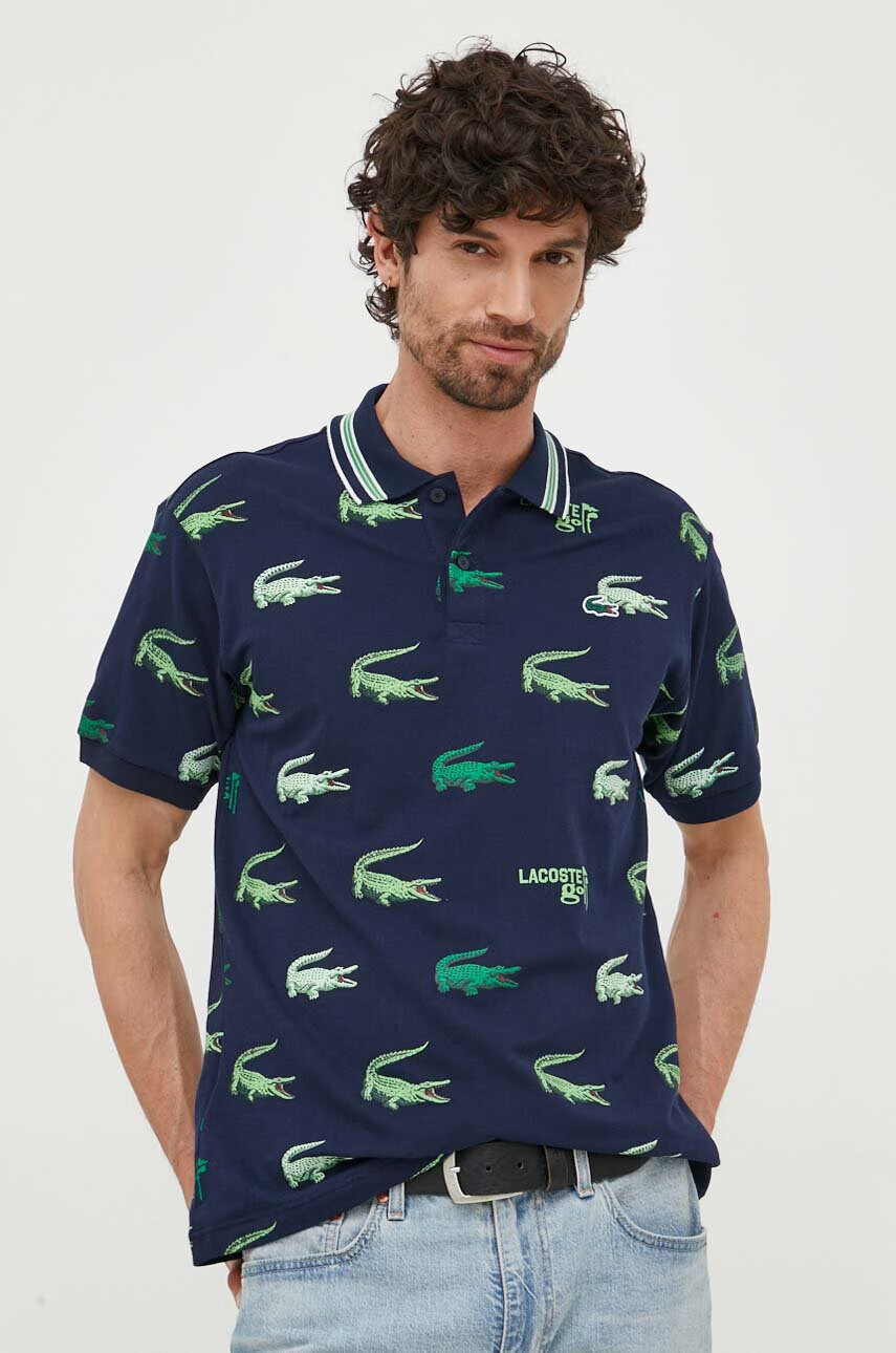 Lacoste Тениска с яка в тъмносиньо с десен - Pepit.bg