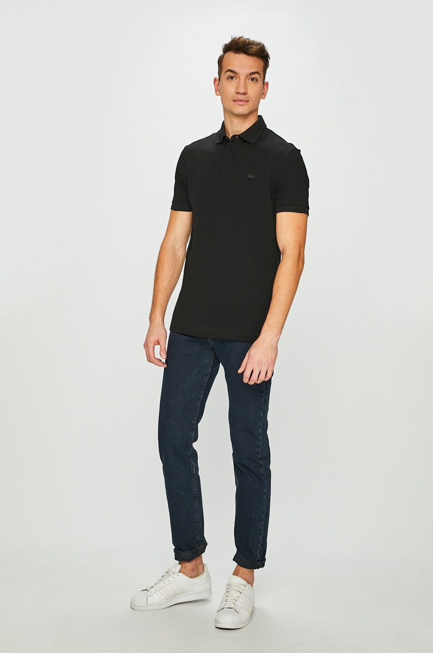 Lacoste Тениска с яка в тъмносиньо с десен - Pepit.bg