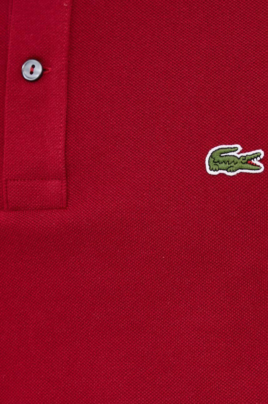 Lacoste Памучна тениска с яка в бордо с изчистен дизайн - Pepit.bg