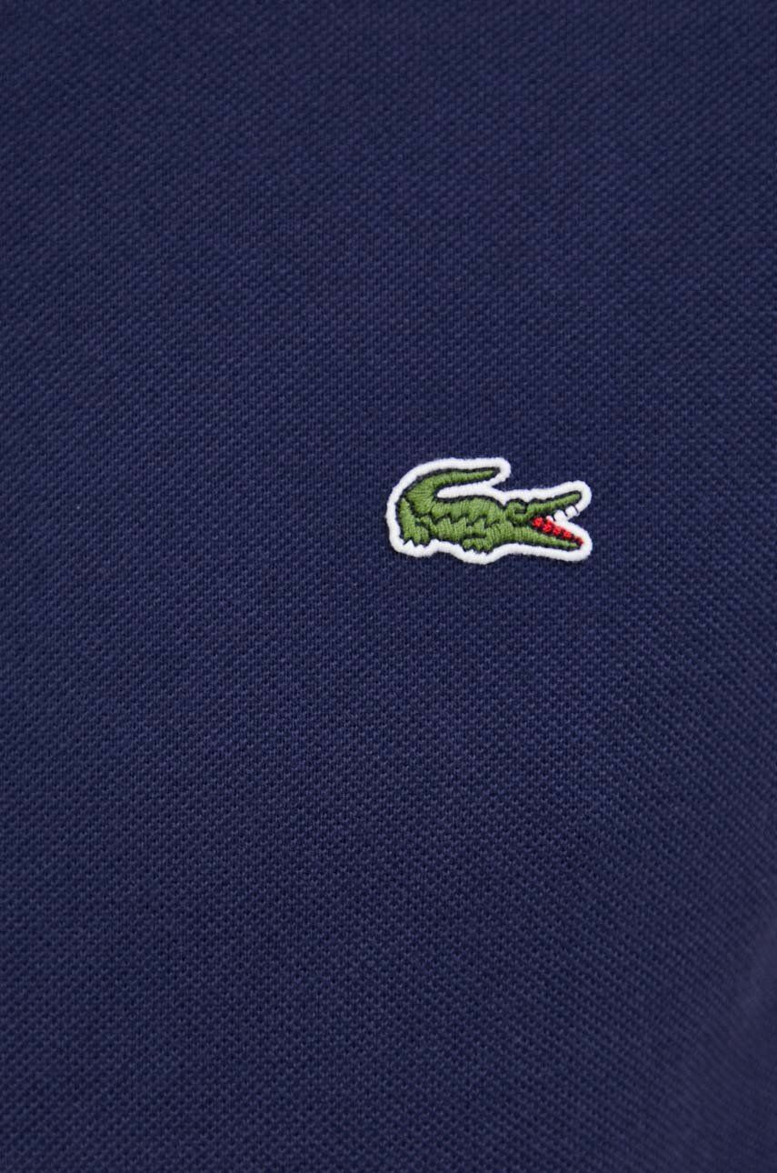 Lacoste Памучна тениска с яка в тъмносиньо с изчистен дизайн - Pepit.bg