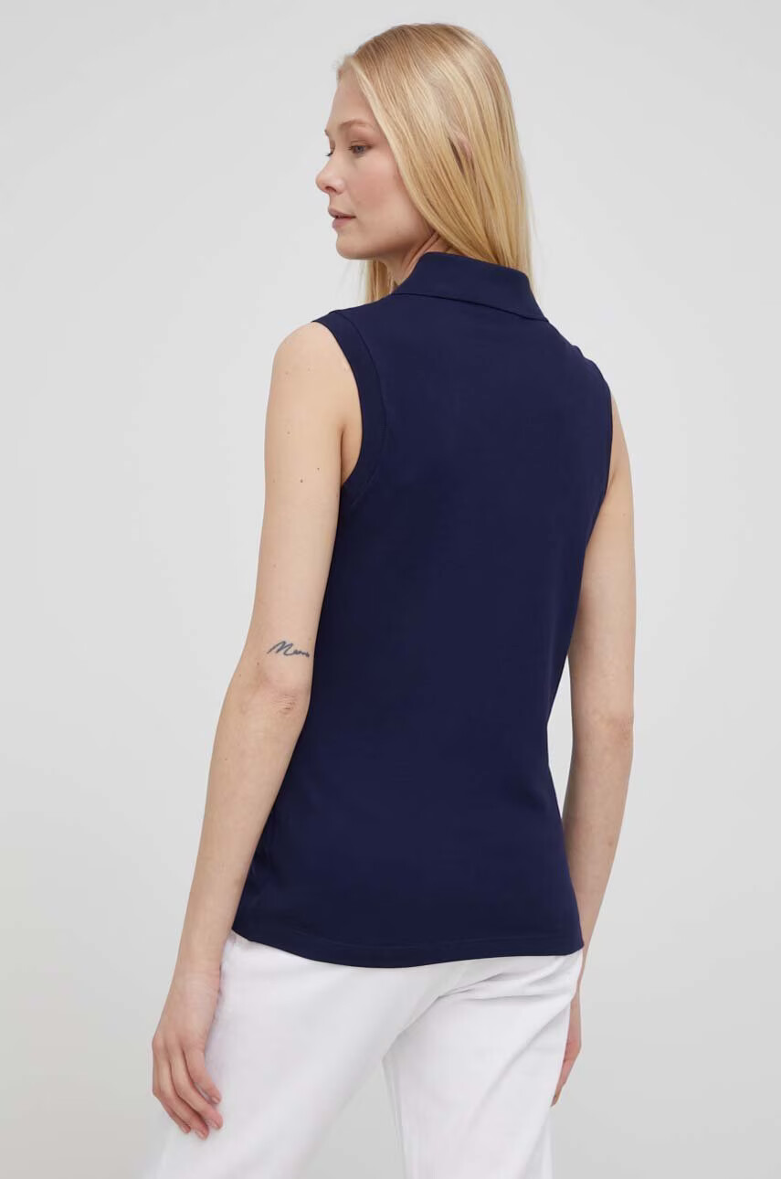 Lacoste Топ дамски в тъмносиньо с яка тип peter pan - Pepit.bg