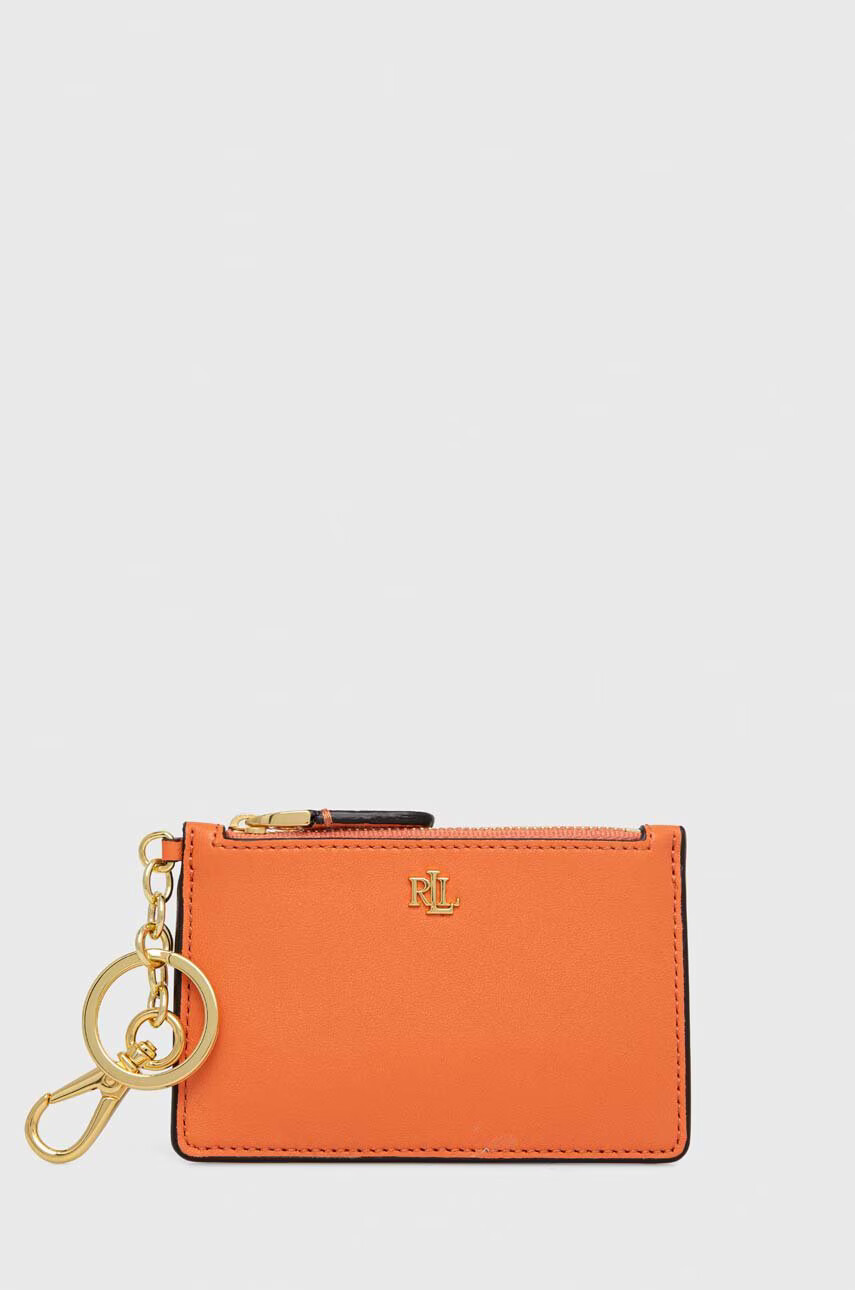 Lauren Ralph Lauren Кожен портфейл дамски в оранжево - Pepit.bg