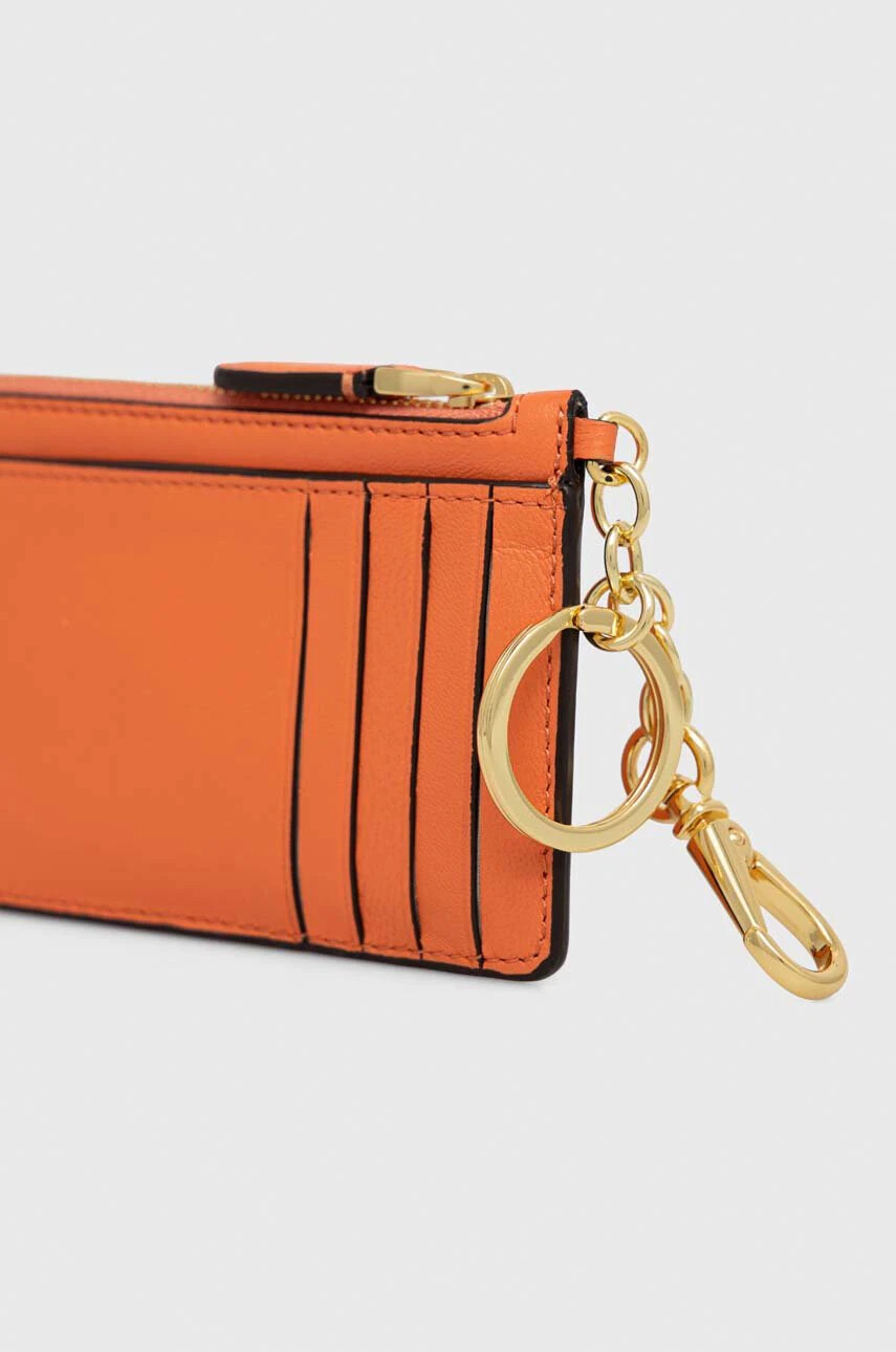 Lauren Ralph Lauren Кожен портфейл дамски в оранжево - Pepit.bg