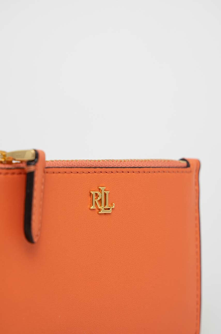 Lauren Ralph Lauren Кожен портфейл дамски в оранжево - Pepit.bg