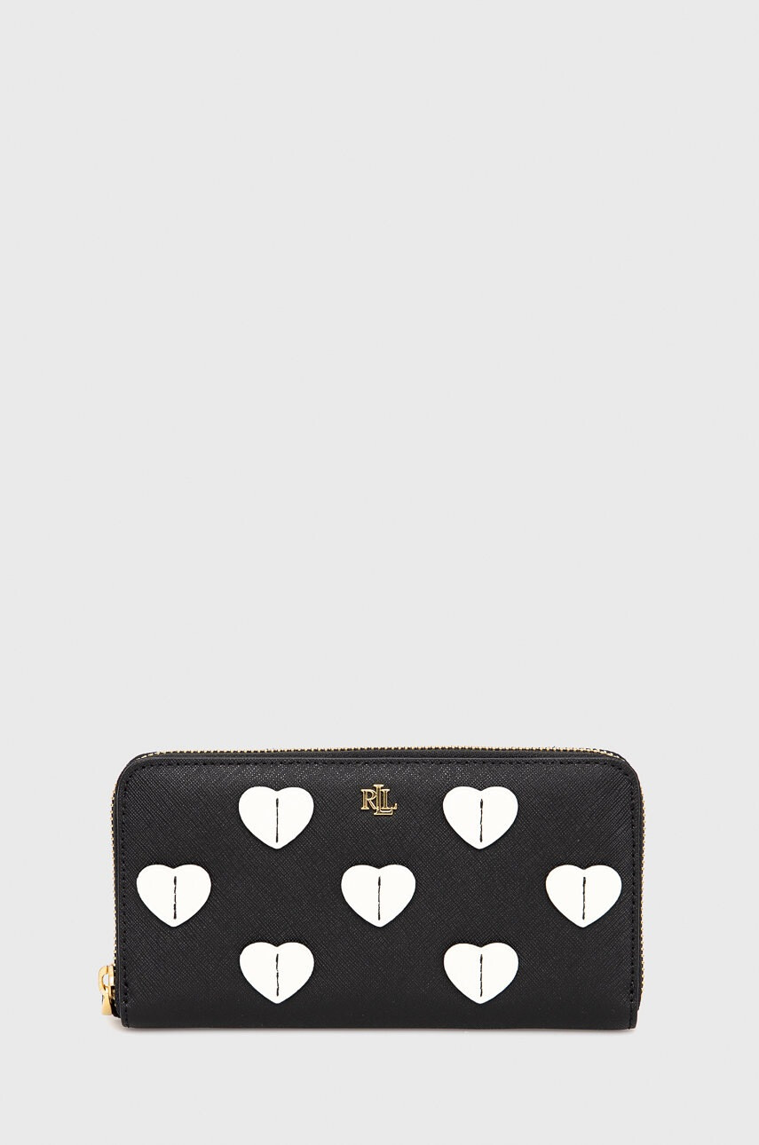 Lauren Ralph Lauren Кожен портфейл дамски в черно - Pepit.bg