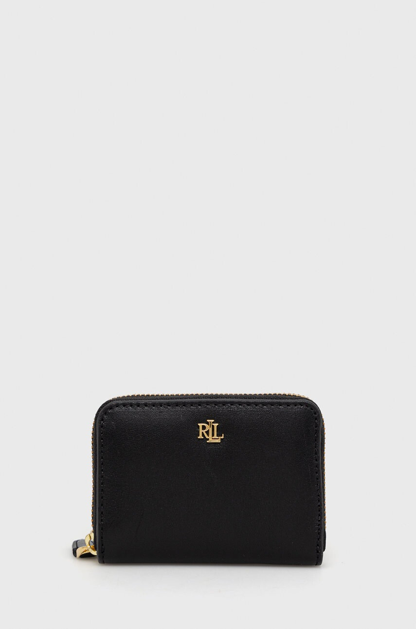 Lauren Ralph Lauren Кожен портфейл дамски в черно - Pepit.bg