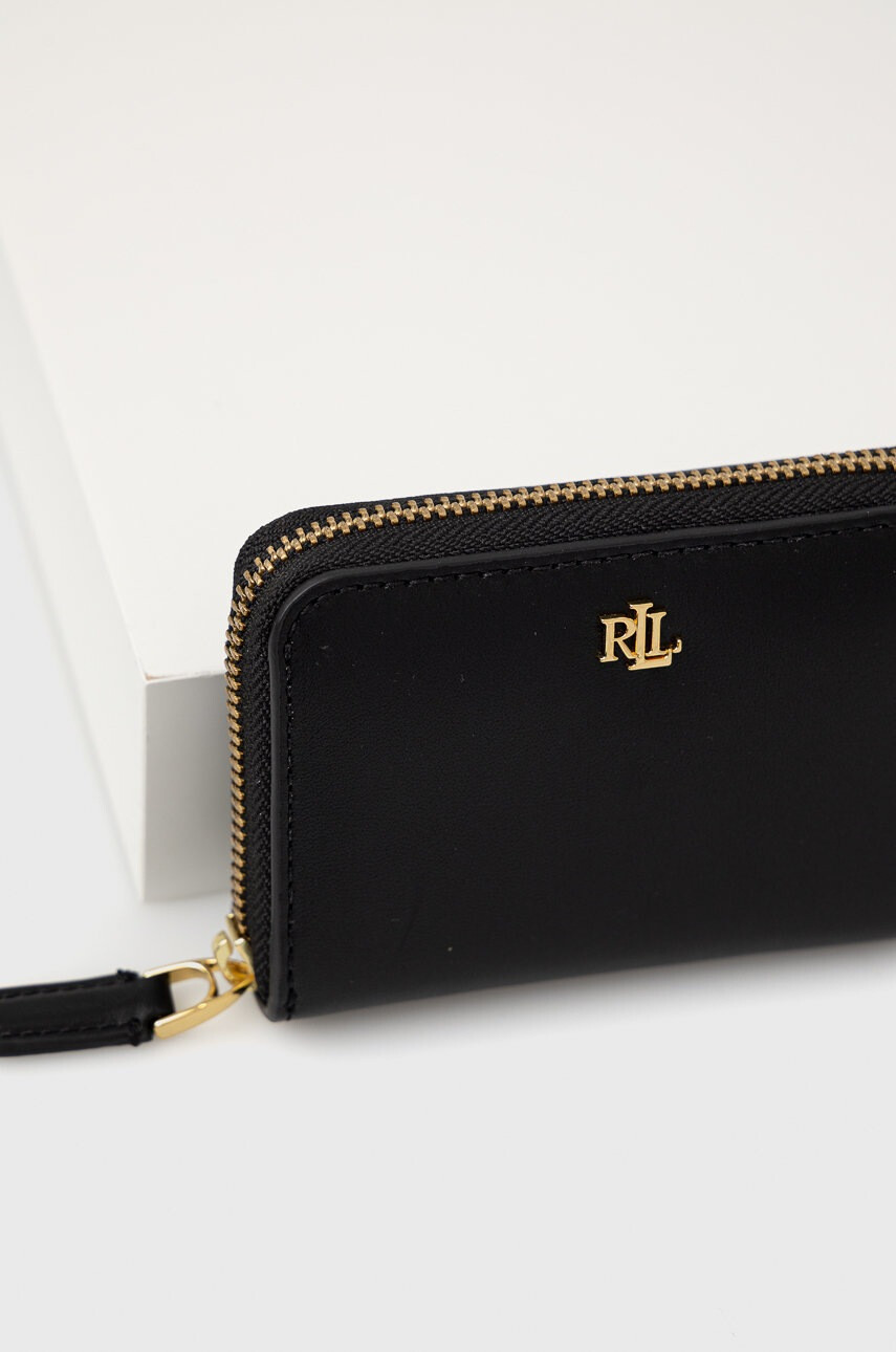 Lauren Ralph Lauren Кожен портфейл дамски в черно - Pepit.bg