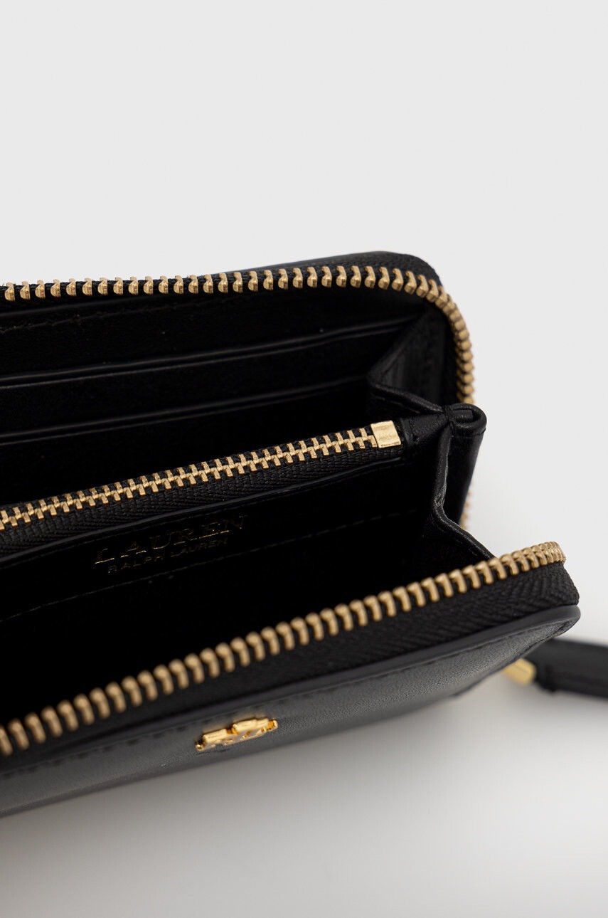 Lauren Ralph Lauren Кожен портфейл дамски в черно - Pepit.bg