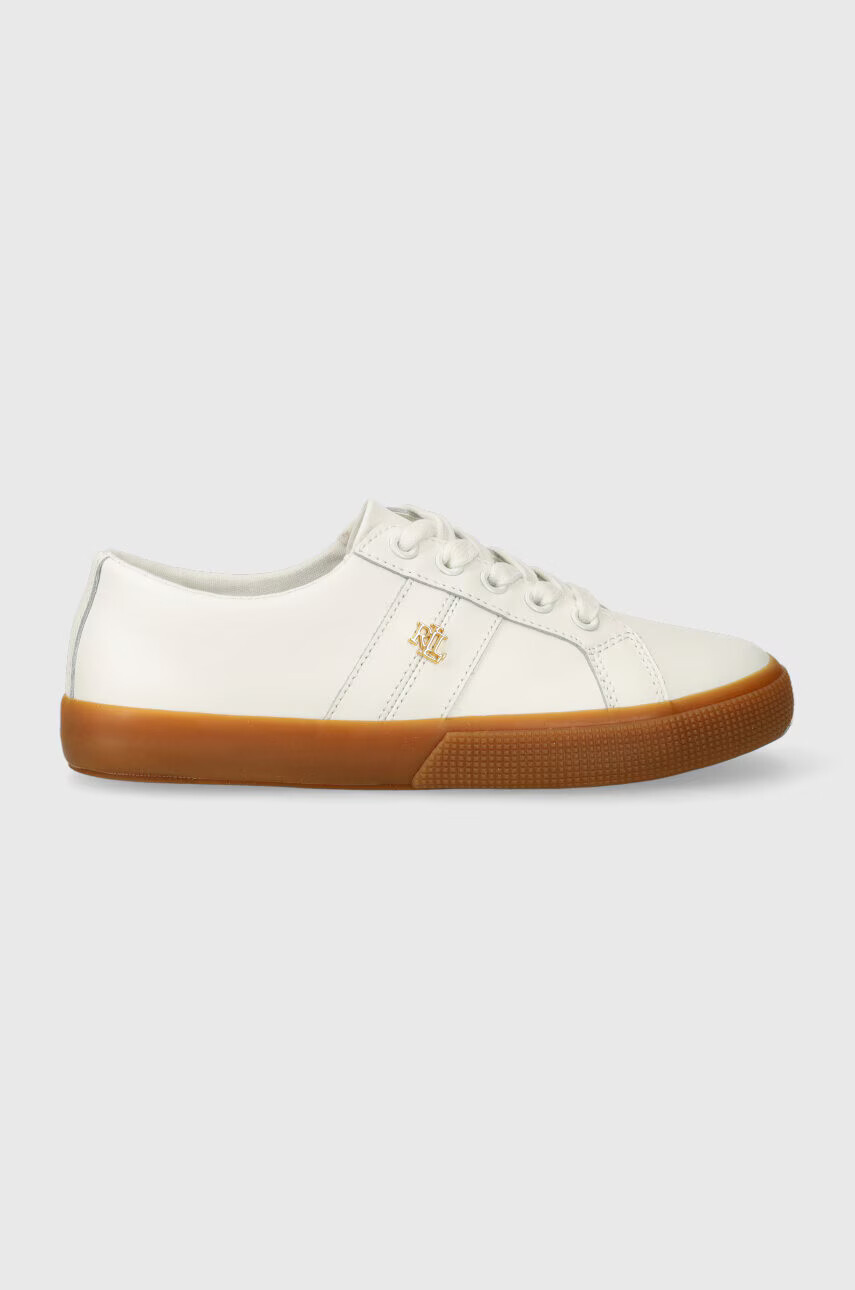 Lauren Ralph Lauren Кожени маратонки Janson IV в бяло 802916358001 - Pepit.bg