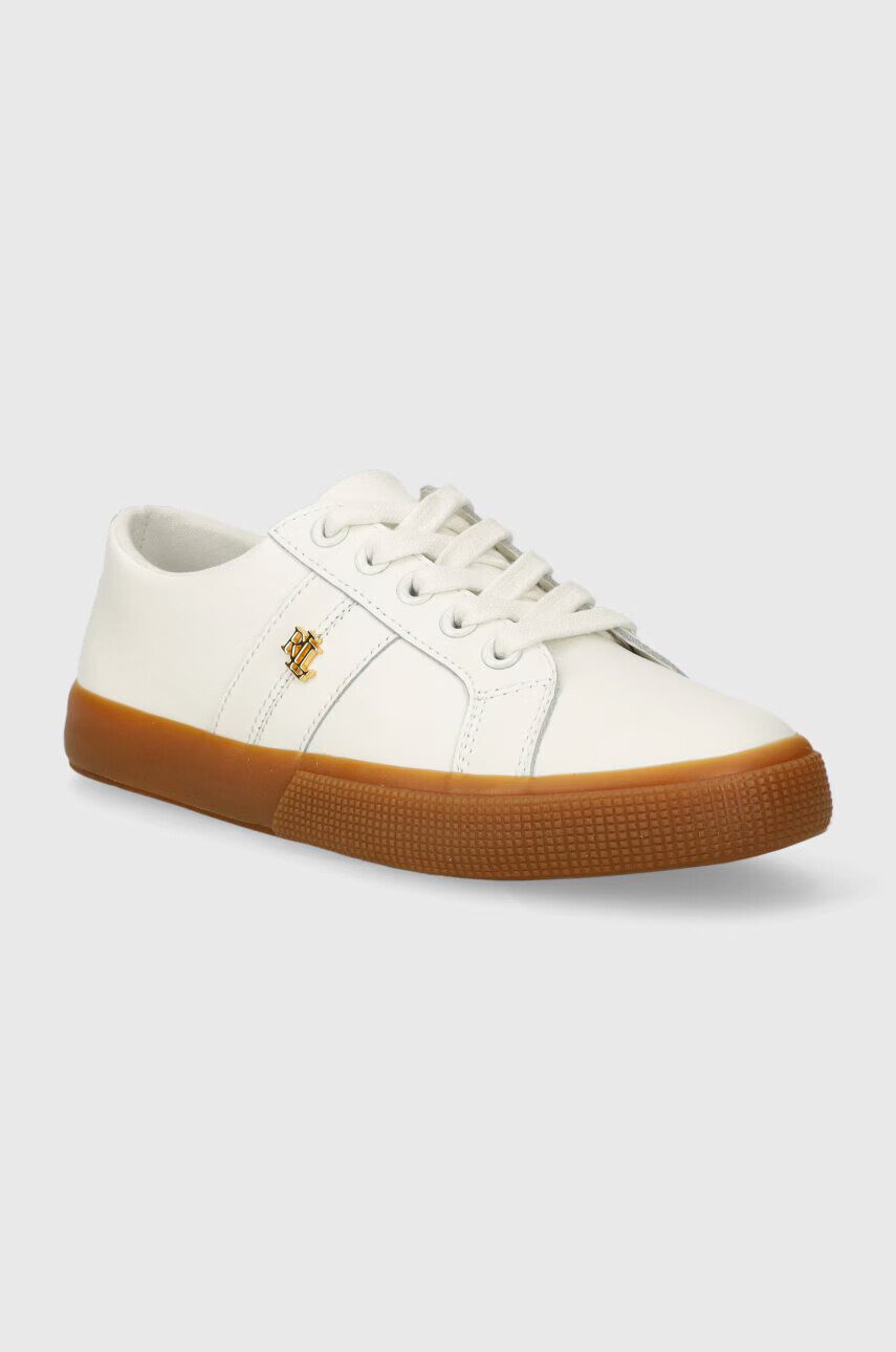 Lauren Ralph Lauren Кожени маратонки Janson IV в бяло 802916358001 - Pepit.bg