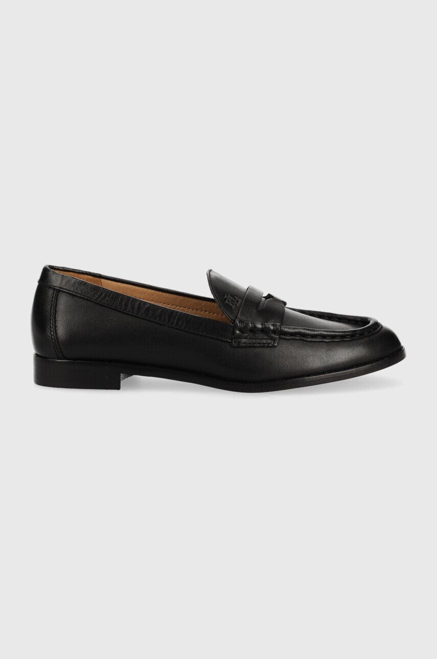 Lauren Ralph Lauren Кожени мокасини Wynnie Burnished Calf в черно с равна подметка 802875318001 - Pepit.bg