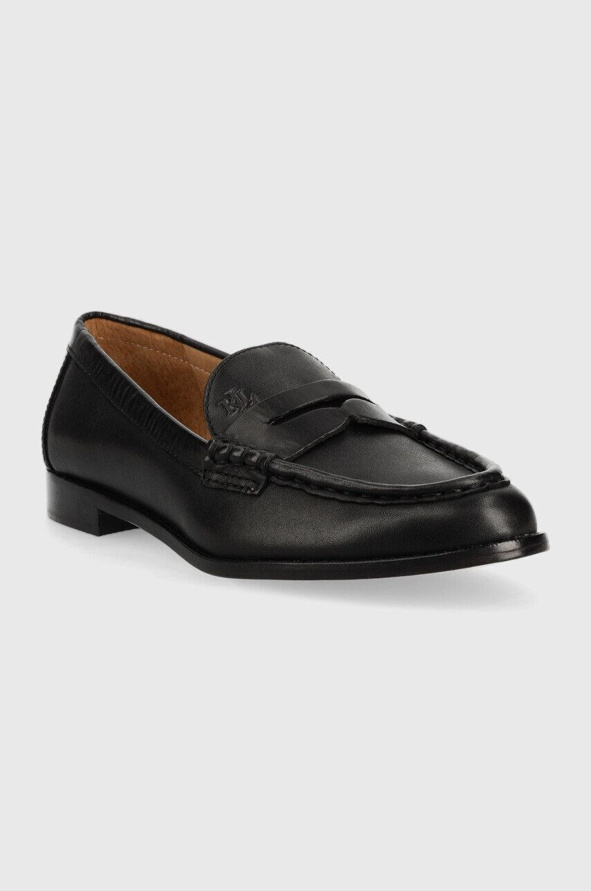 Lauren Ralph Lauren Кожени мокасини Wynnie Burnished Calf в черно с равна подметка 802875318001 - Pepit.bg